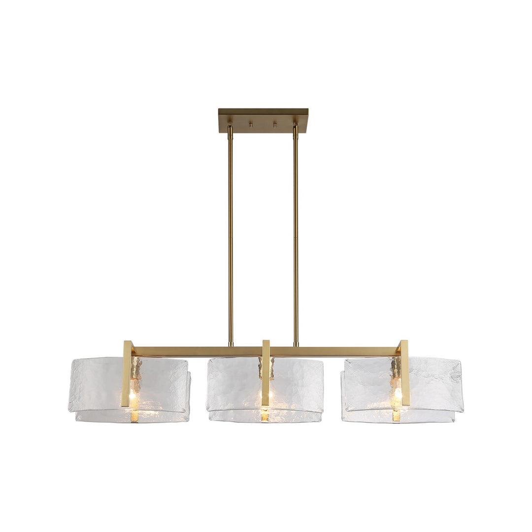 Linear Pendant In Brushed Champagne Bronze With Hammered Water Glass by Golden
