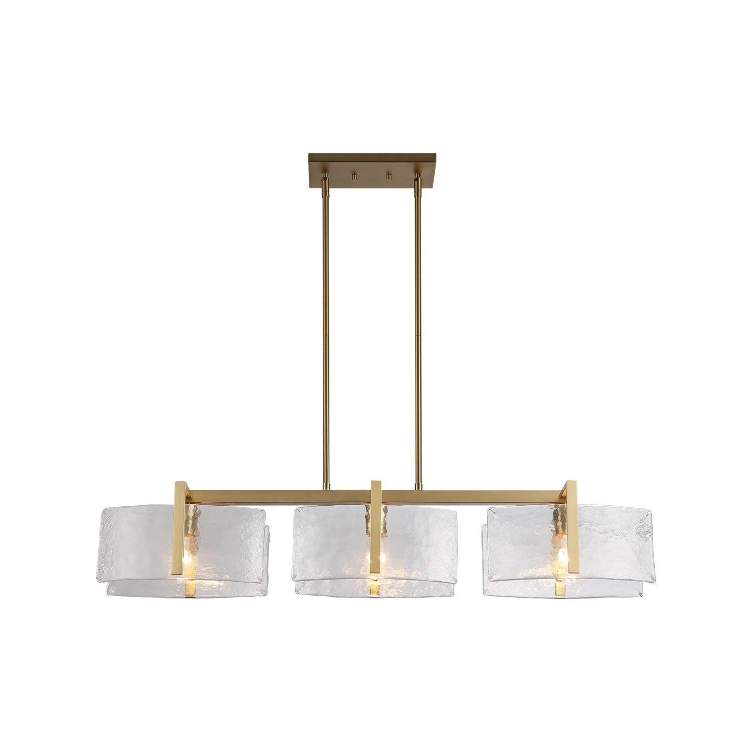 Linear Pendant In Brushed Champagne Bronze With Hammered Water Glass by Golden