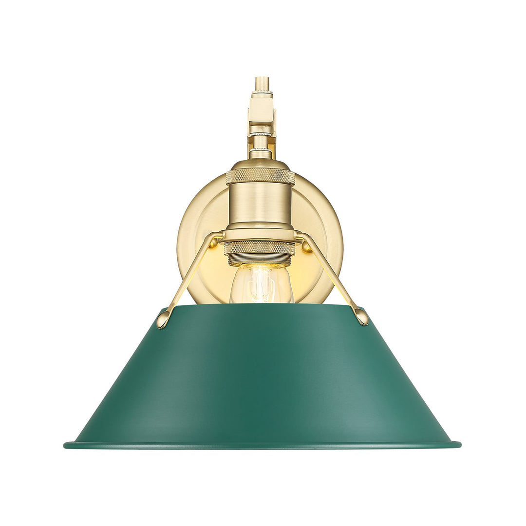 1-Light Wall Sconce In Brushed Champagne Bronze With Pine Green by Golden