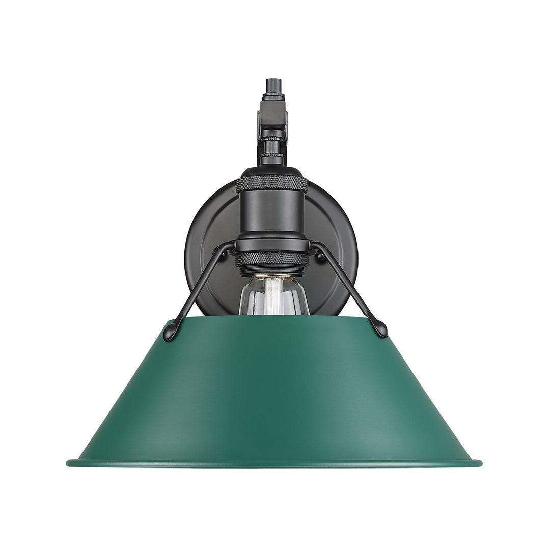 1-Light Wall Sconce In Matte Black With Pine Green by Golden