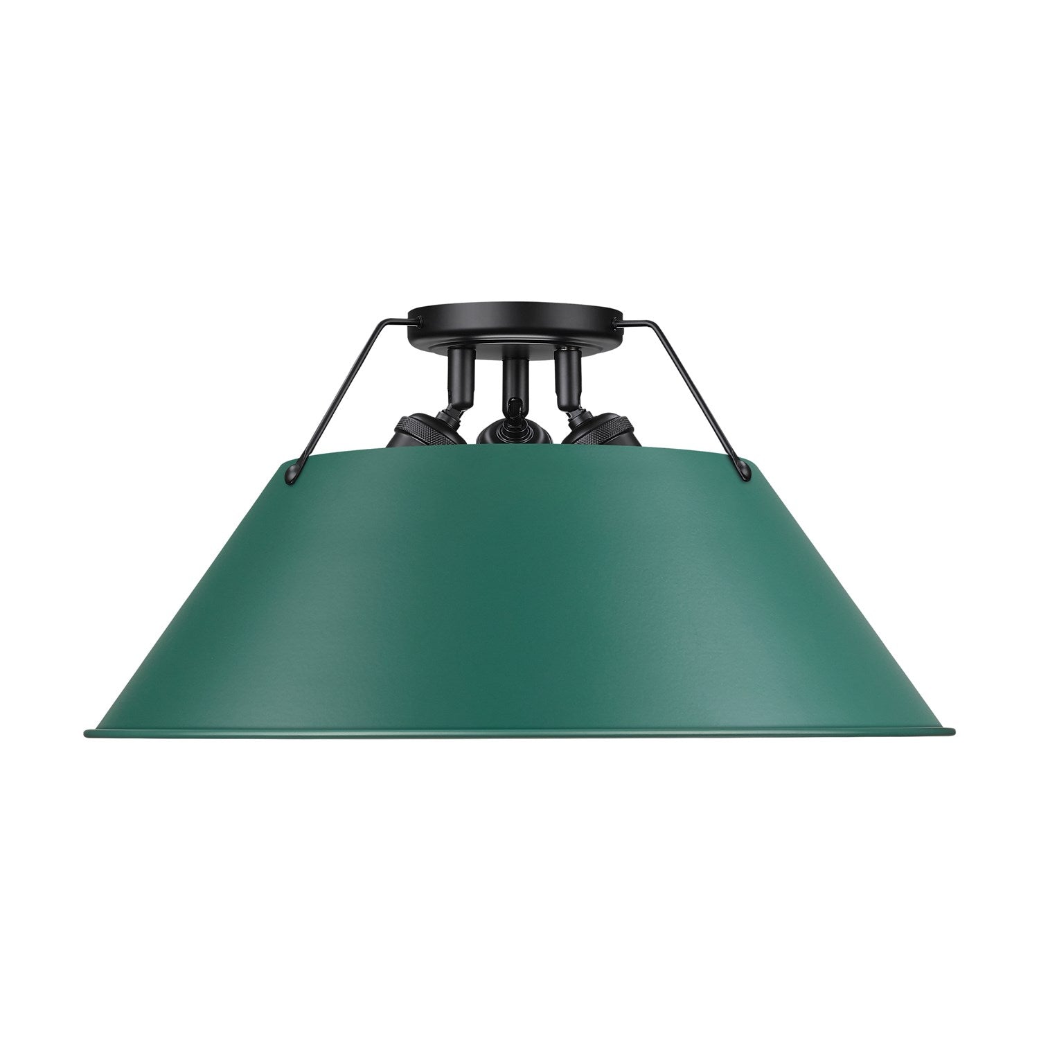 3-Light Flush Mount In Matte Black With Pine Green by Golden