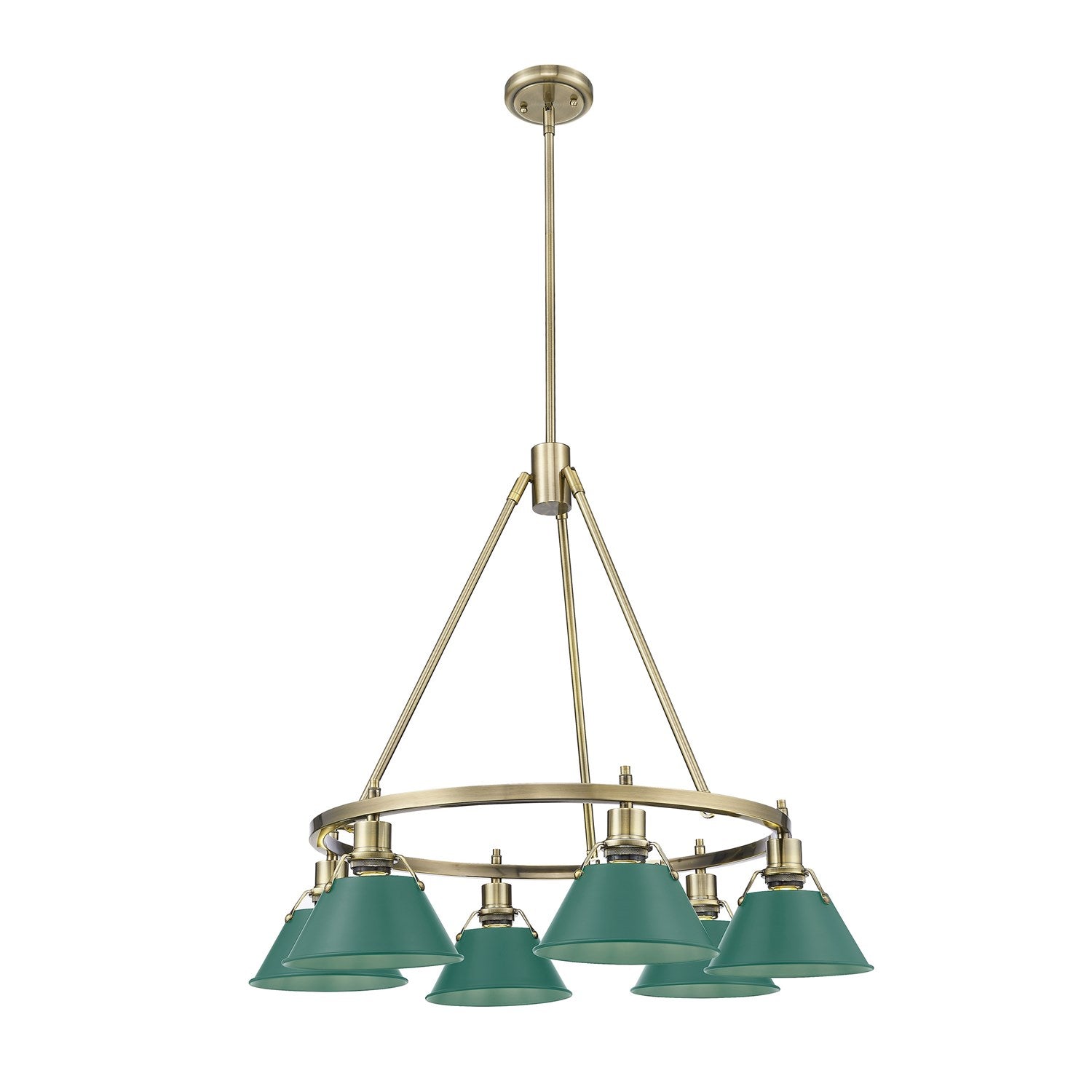6-Light Chandelier In Aged Brass With Pine Green by Golden