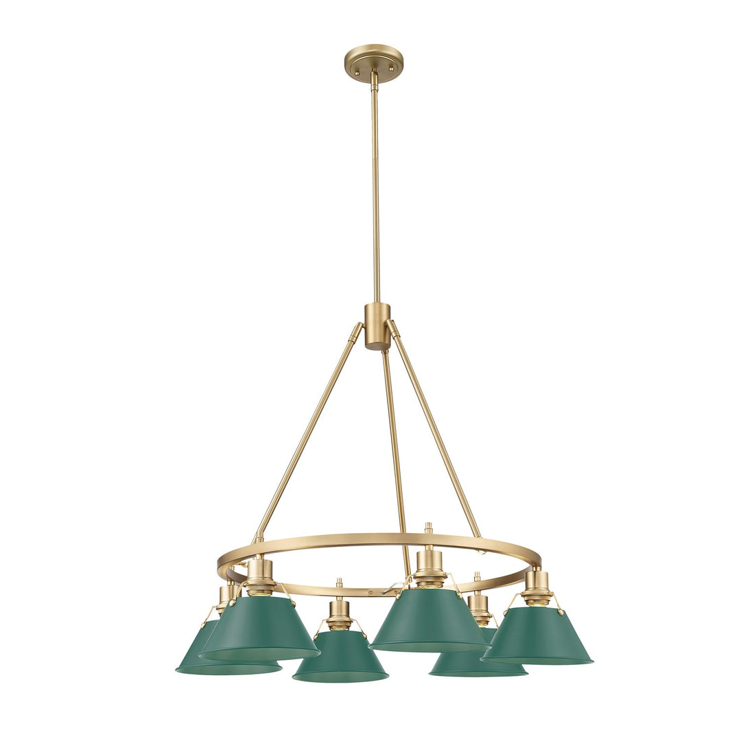 6-Light Chandelier In Brushed Champagne Bronze With Pine Green by Golden