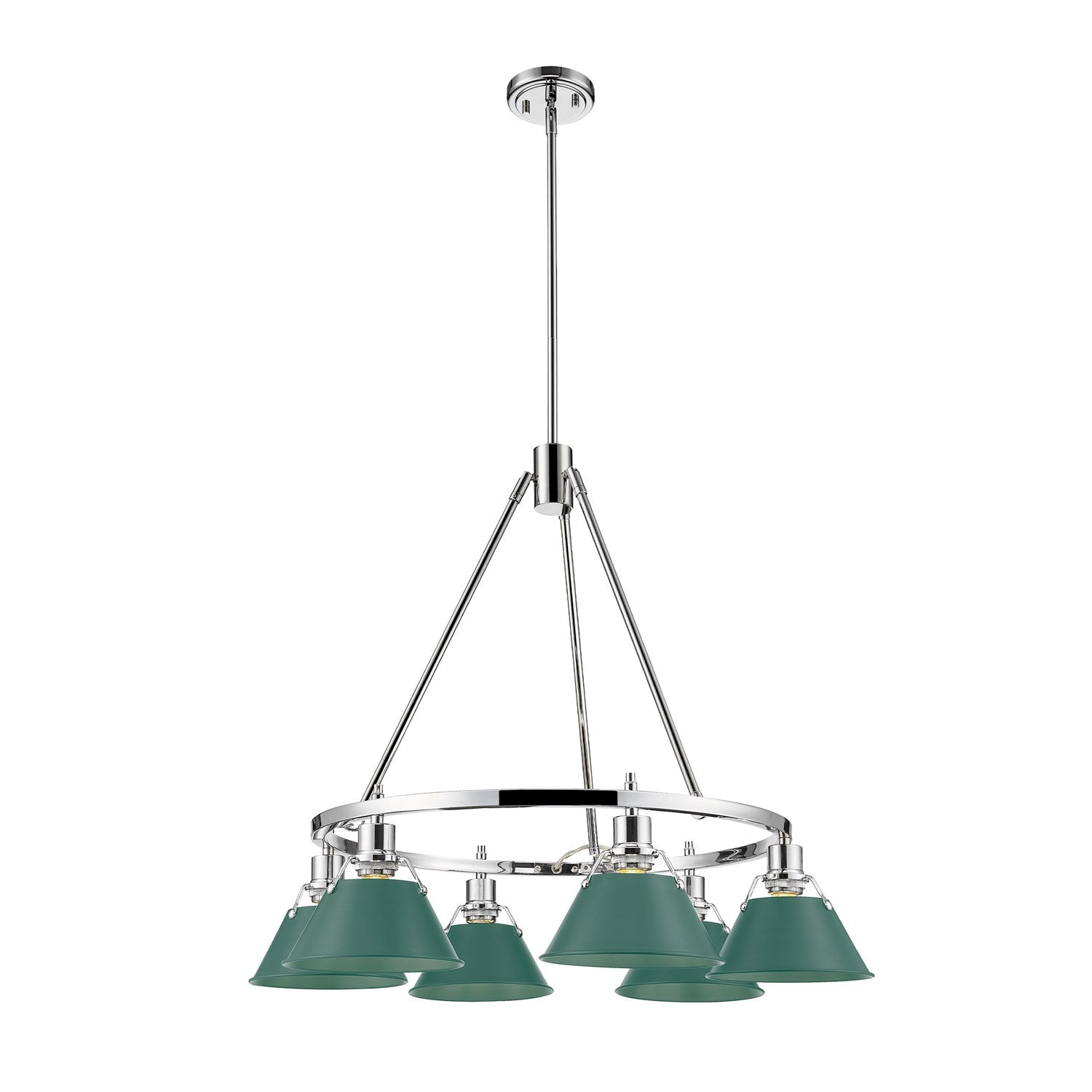 6-Light Chandelier In Chrome With Pine Green by Golden