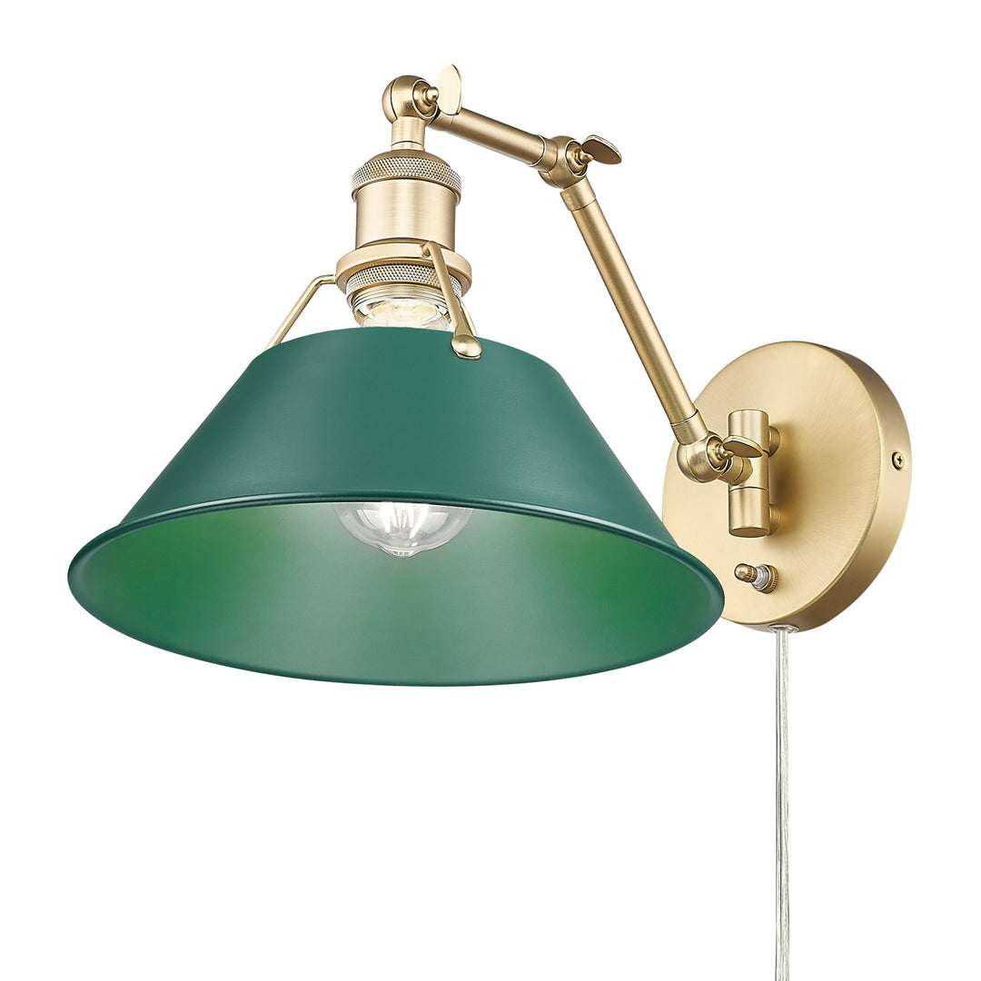 Articulating Wall Sconce In Brushed Champagne Bronze With Pine Green by Golden
