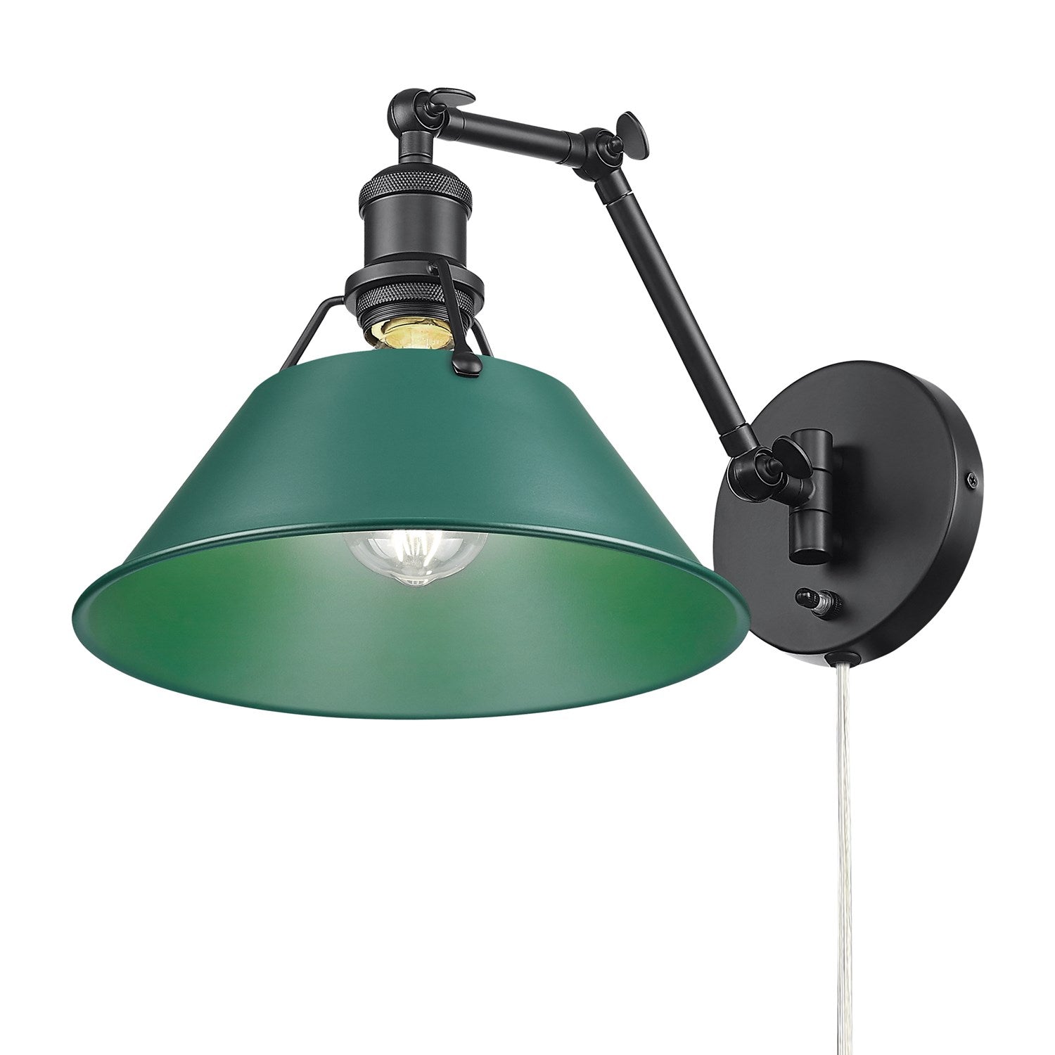 Articulating Wall Sconce In Matte Black With Pine Green by Golden