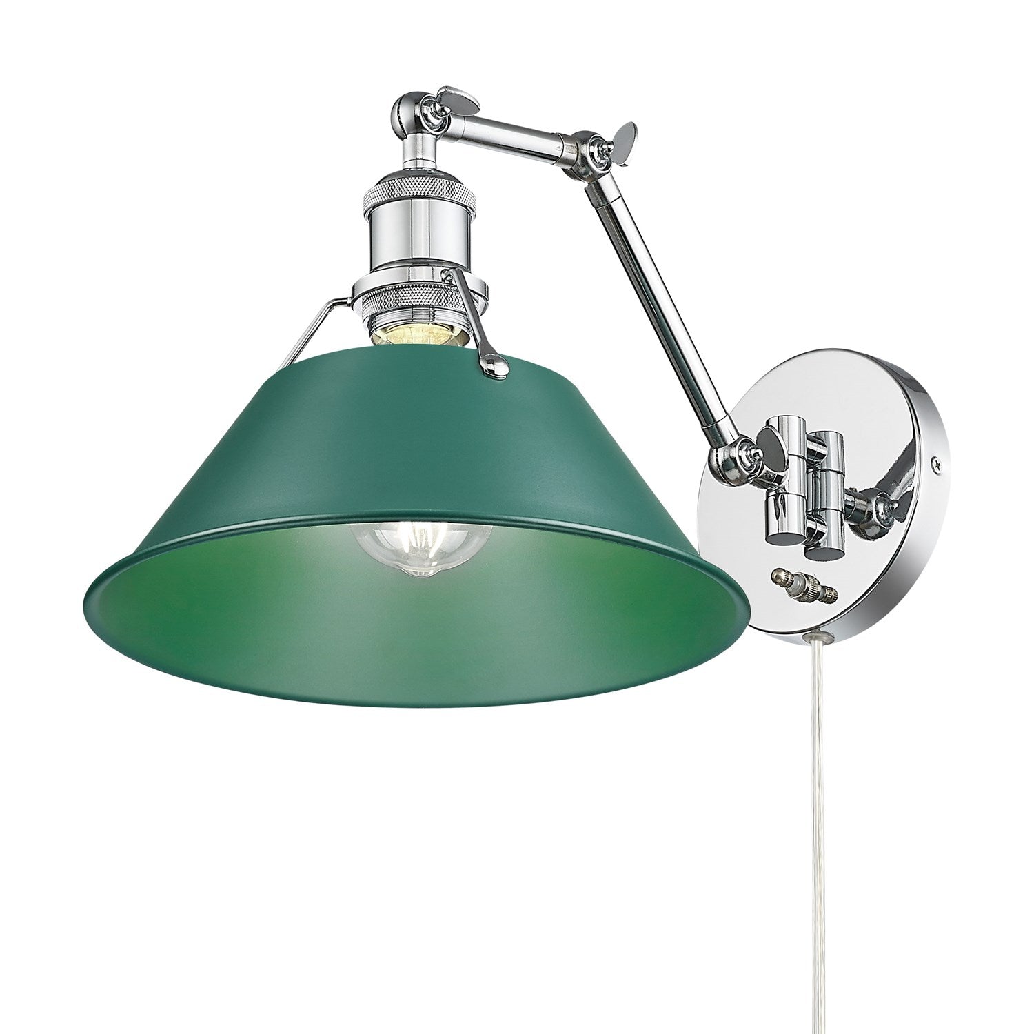 Articulating Wall Sconce In Chrome With Pine Green by Golden