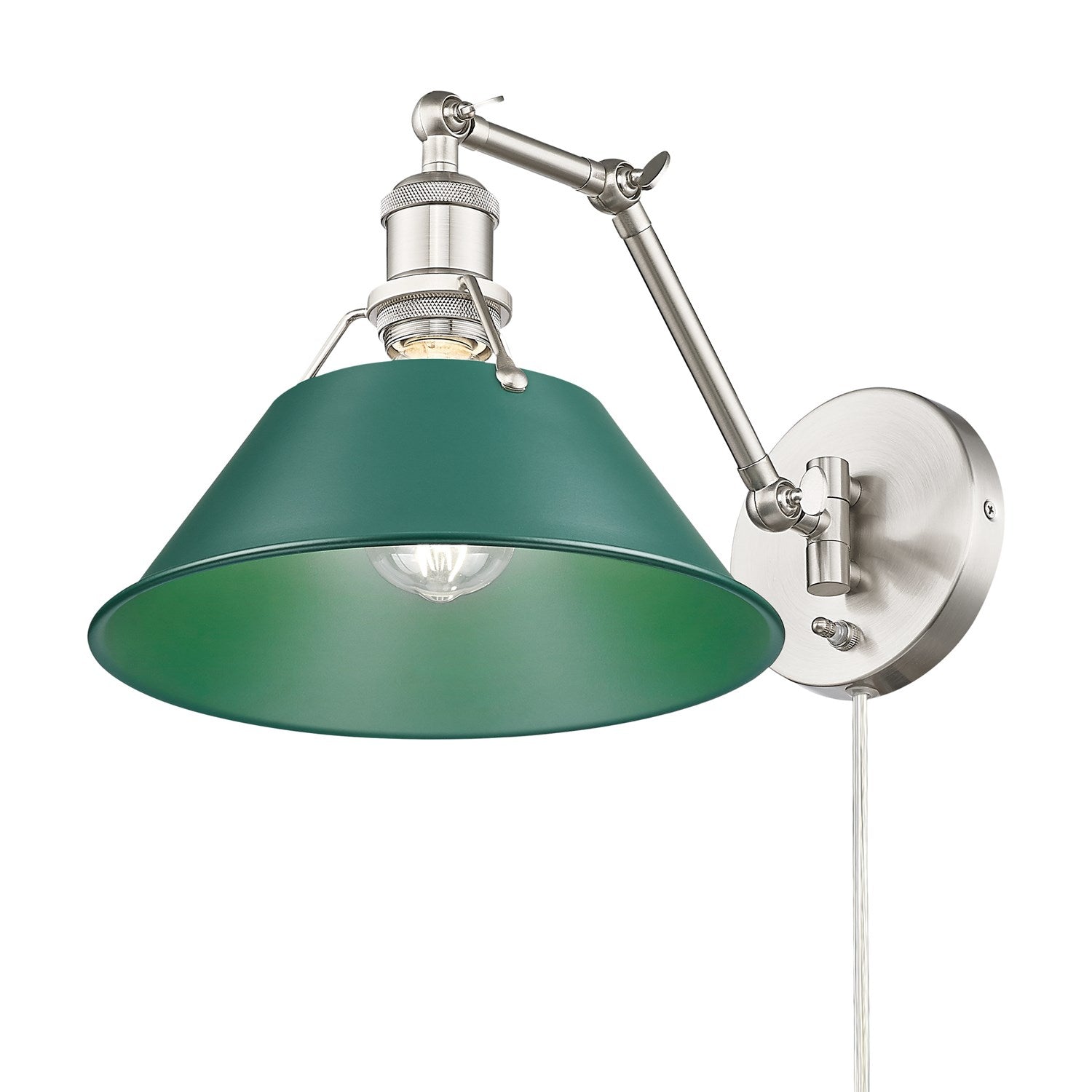 Articulating Wall Sconce In Pewter With Pine Green by Golden