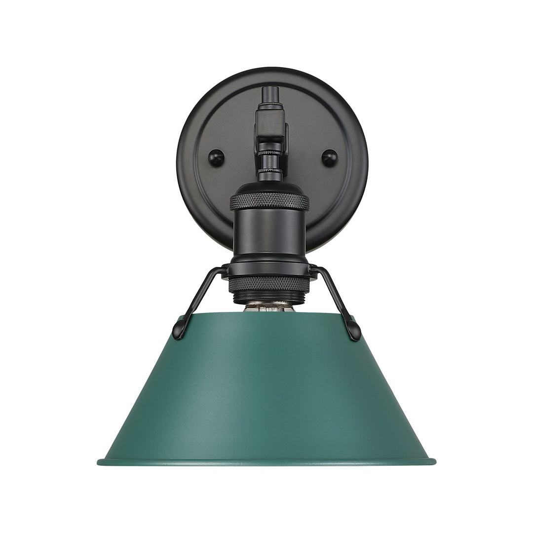 1-Light Bath Vanity In Matte Black With Pine Green by Golden