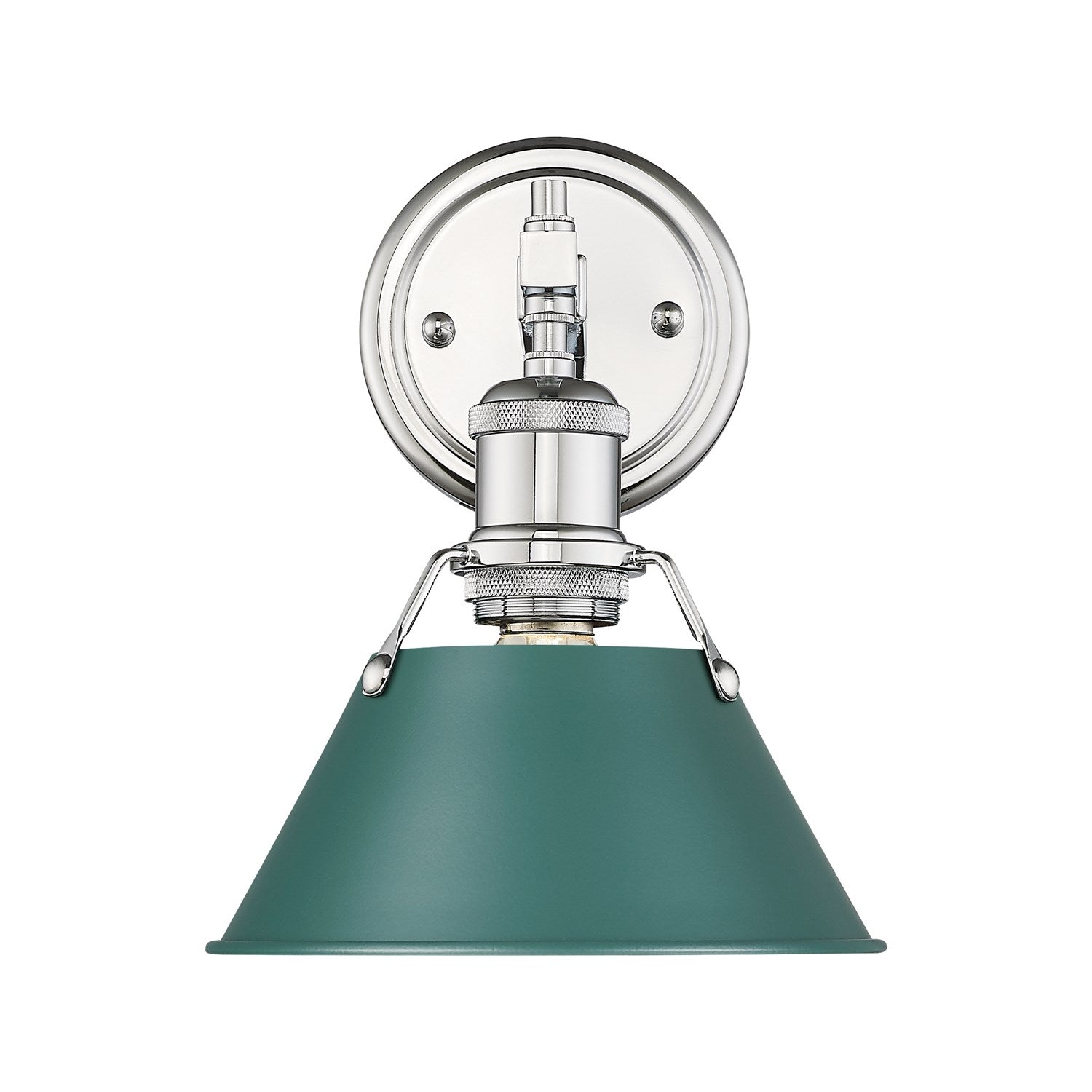 1-Light Bath Vanity In Chrome With Pine Green by Golden