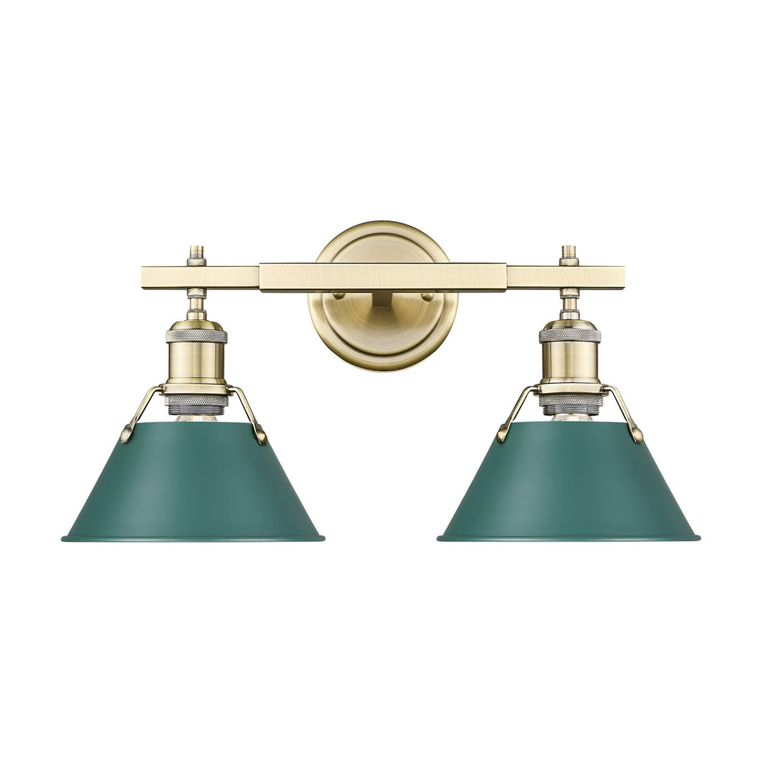 2-Light Vanity Light In Aged Brass With Pine Green by Golden