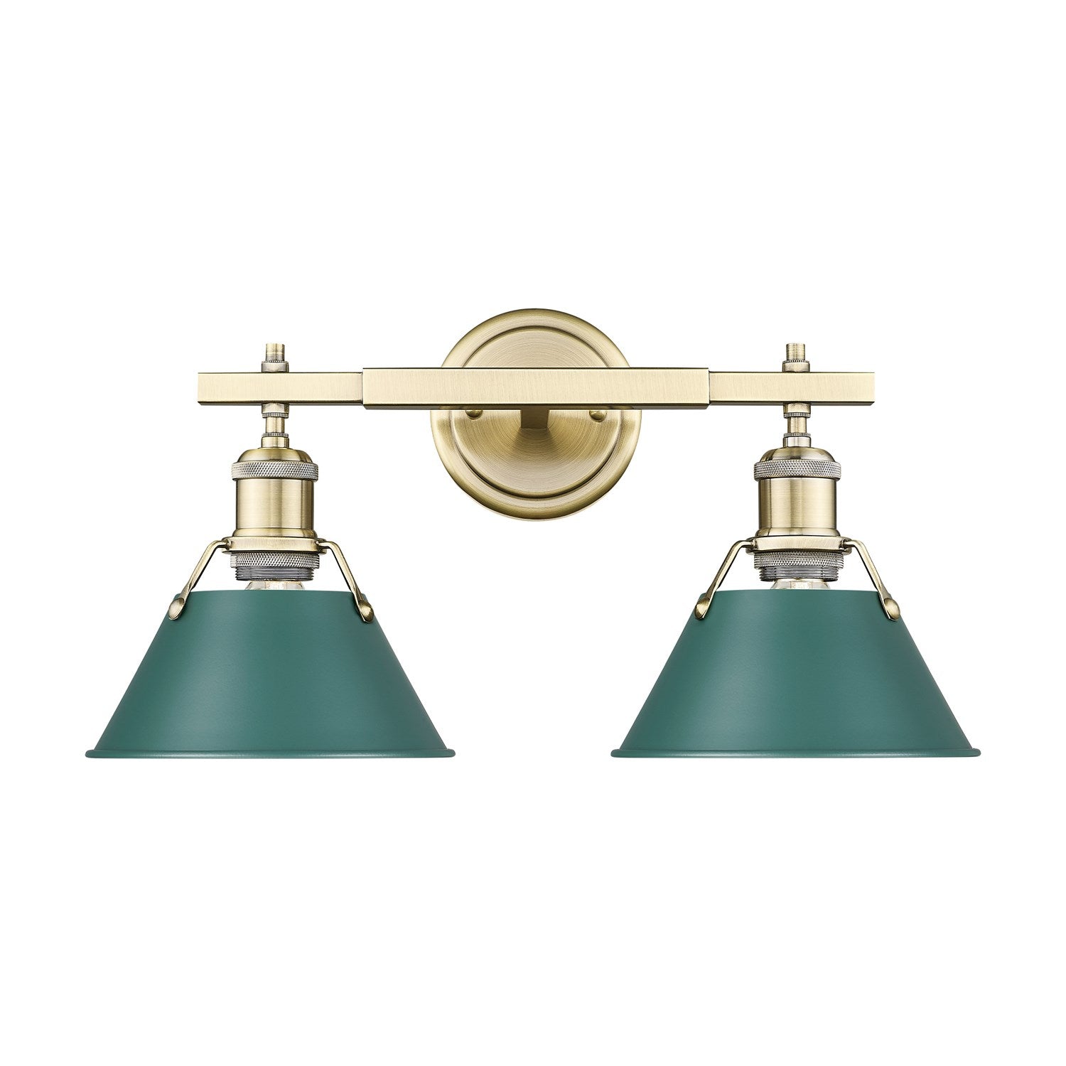 2-Light Vanity Light In Aged Brass With Pine Green by Golden