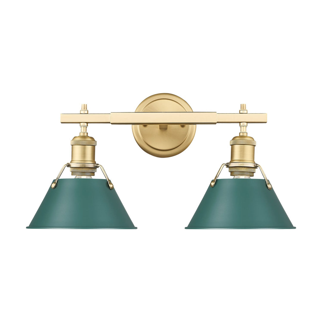 2-Light Vanity Light In Brushed Champagne Bronze With Pine Green by Golden