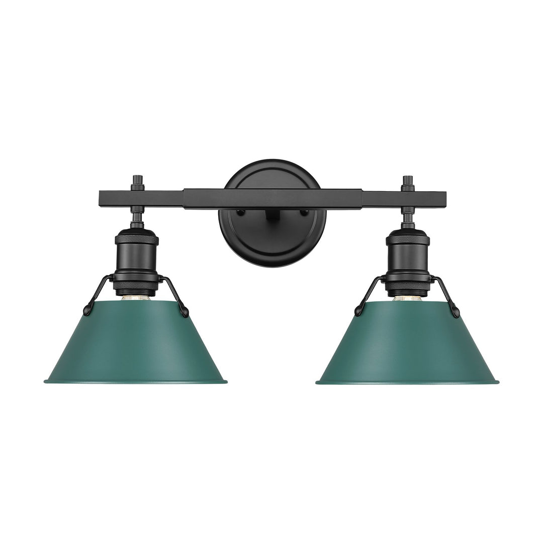 2-Light Vanity Light In Matte Black With Pine Green by Golden