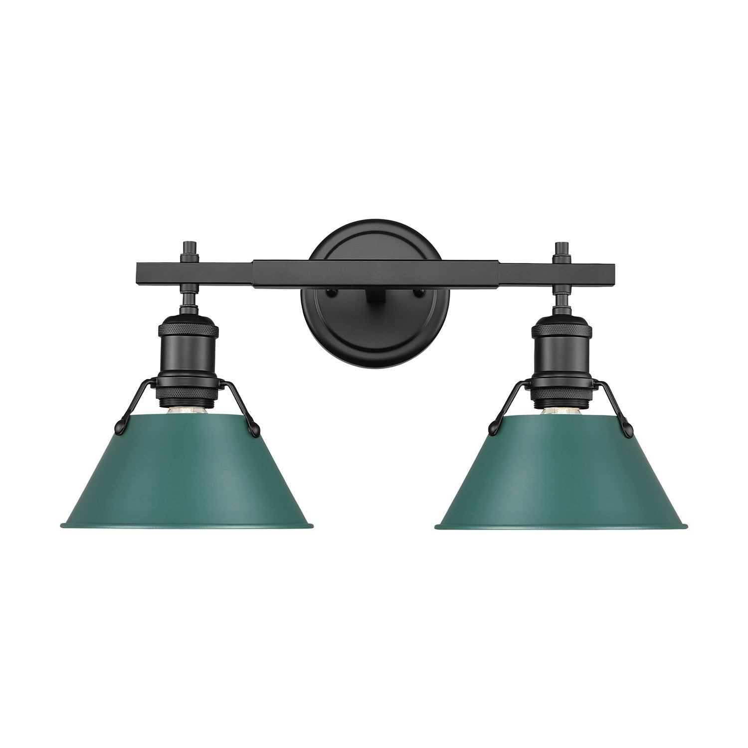 2-Light Vanity Light In Matte Black With Pine Green by Golden