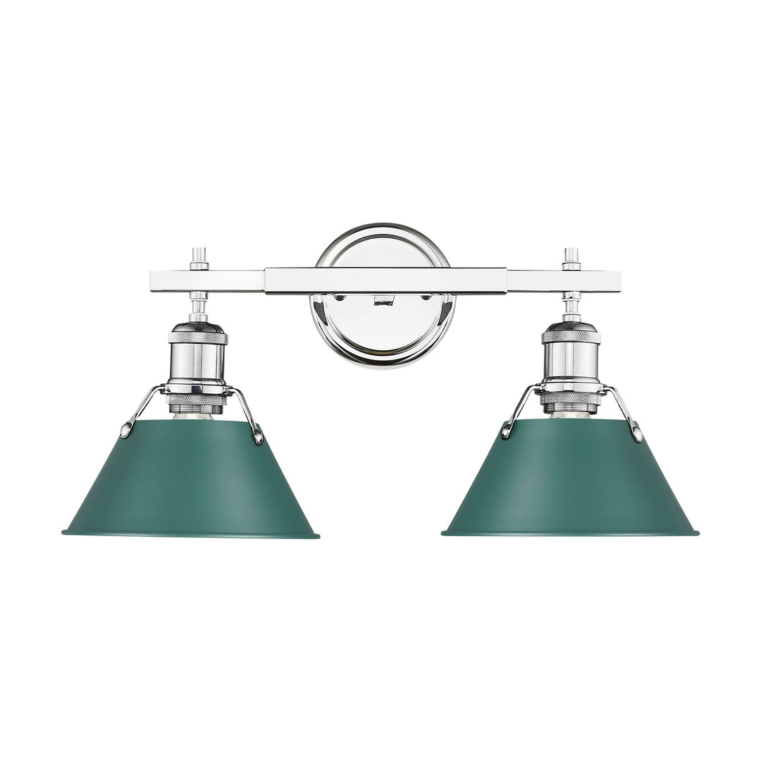 2-Light Vanity Light In Chrome With Pine Green by Golden