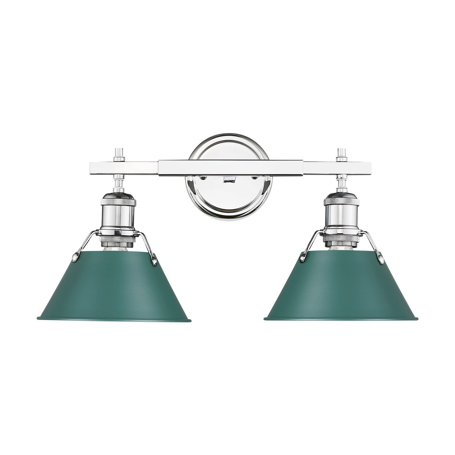 2-Light Vanity Light In Chrome With Pine Green by Golden