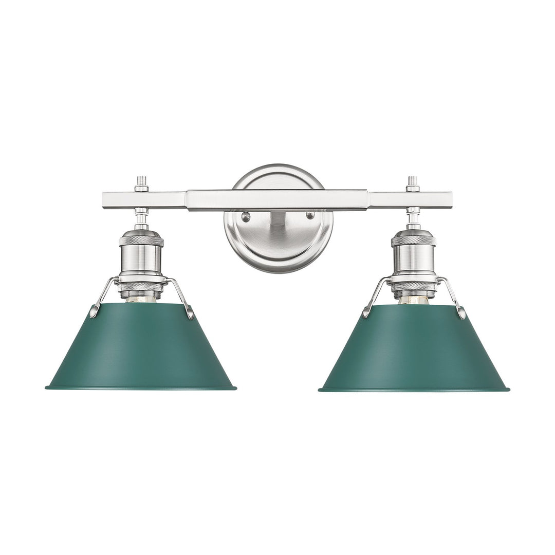 2-Light Vanity Light In Pewter With Pine Green by Golden