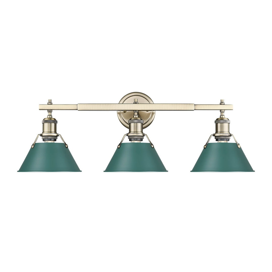 3-Light Vanity Light In Aged Brass With Pine Green by Golden
