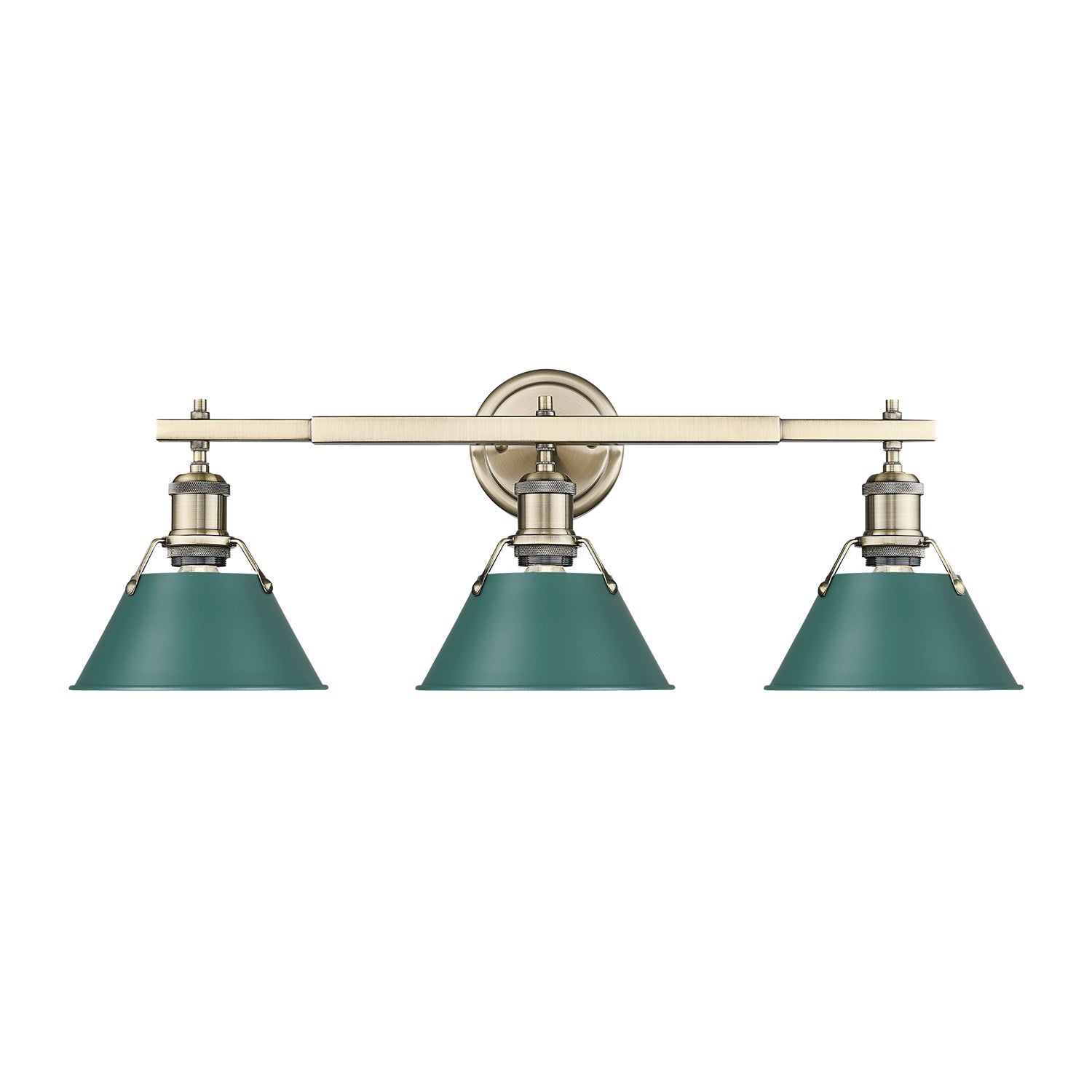 3-Light Vanity Light In Aged Brass With Pine Green by Golden