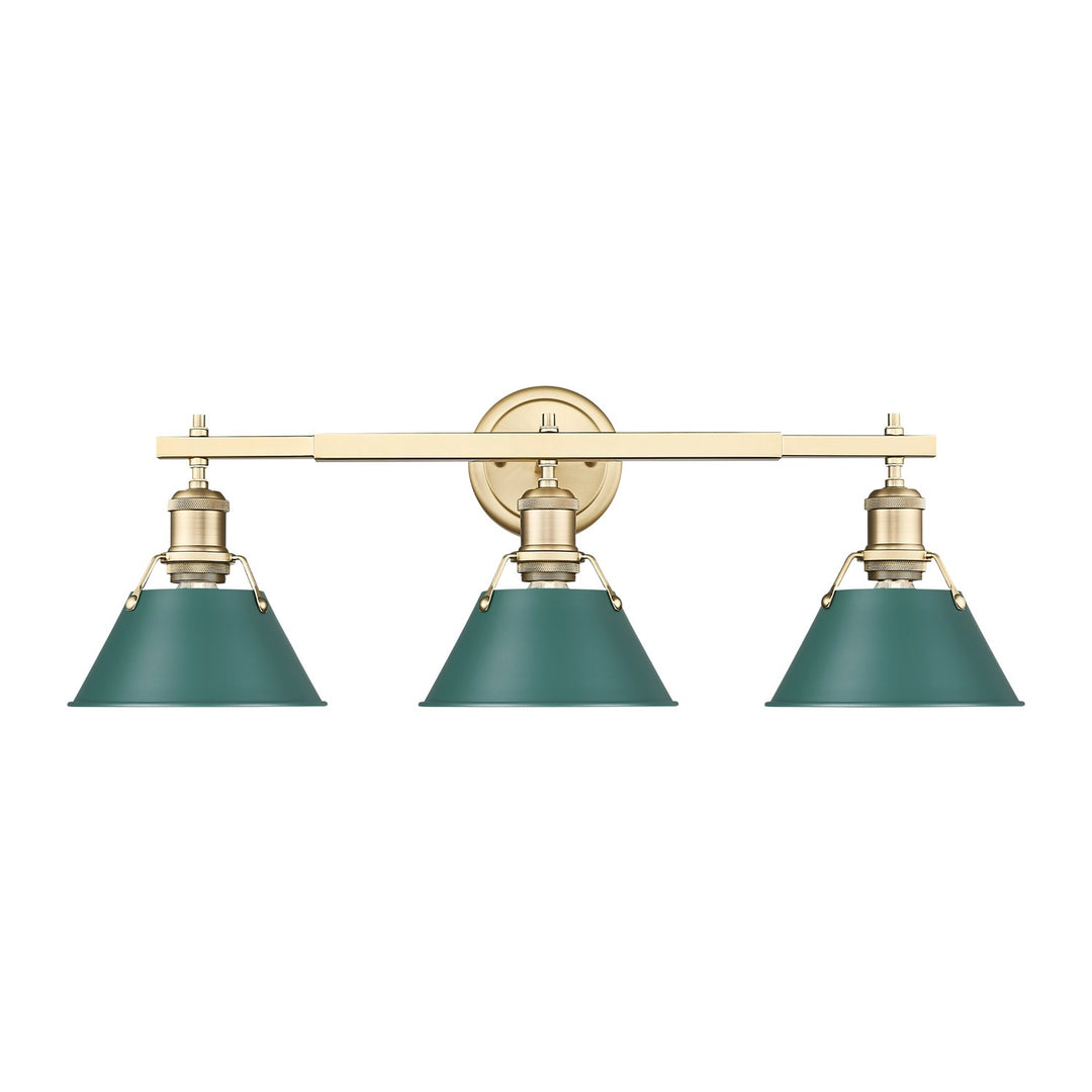3-Light Vanity Light In Brushed Champagne Bronze With Pine Green by Golden