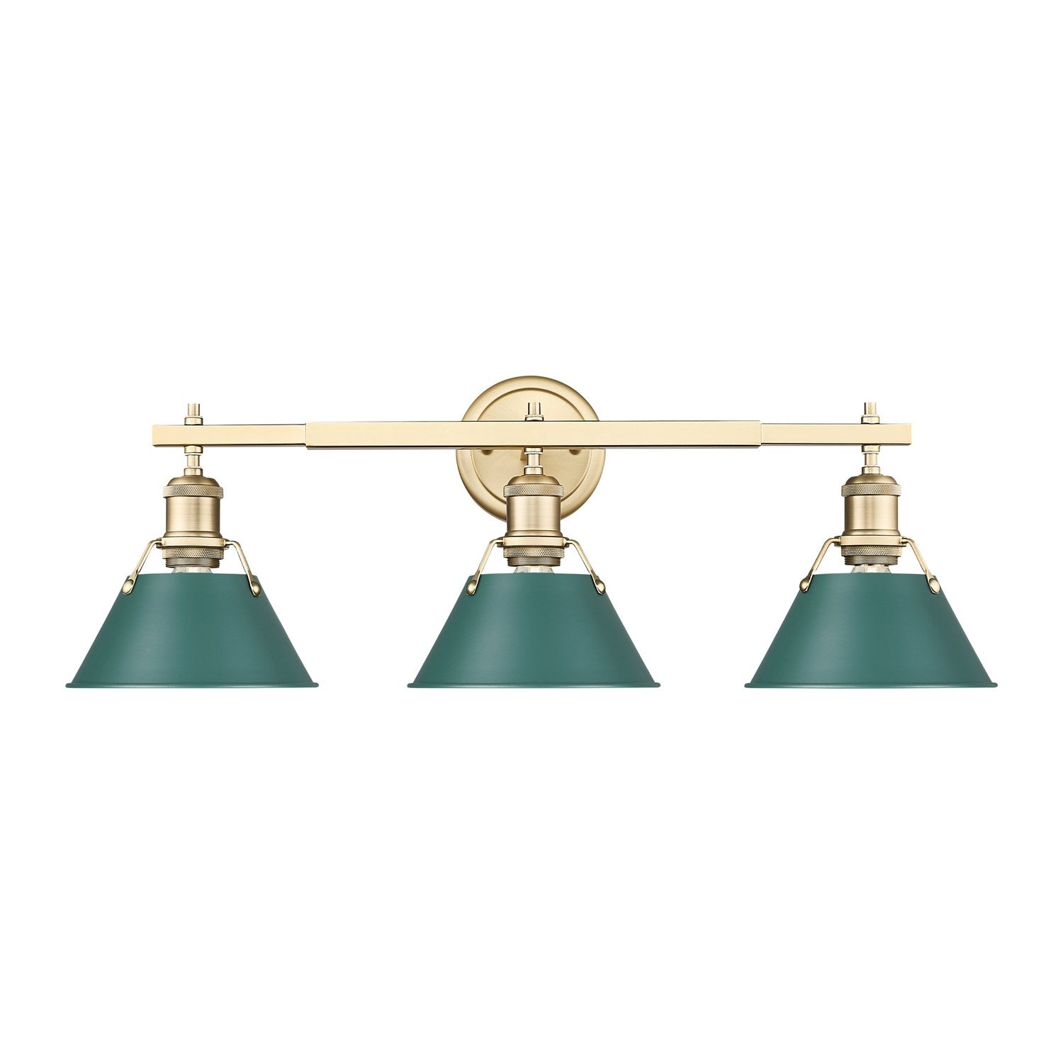 3-Light Vanity Light In Brushed Champagne Bronze With Pine Green by Golden