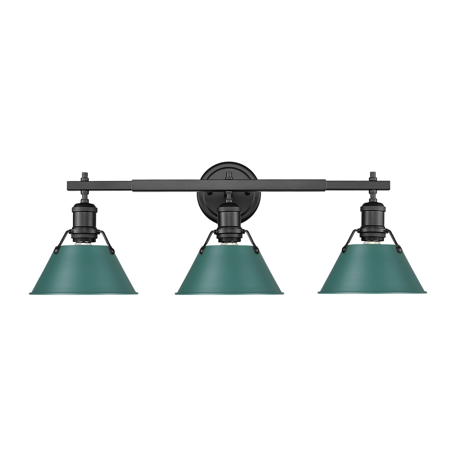 3-Light Vanity Light In Matte Black With Pine Green by Golden