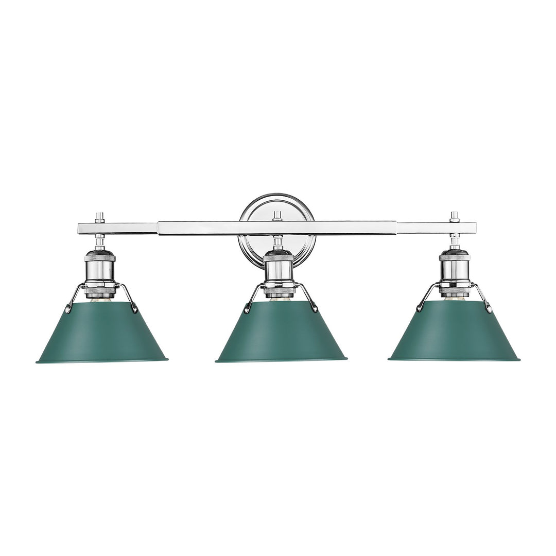 3-Light Vanity Light In Chrome With Pine Green by Golden