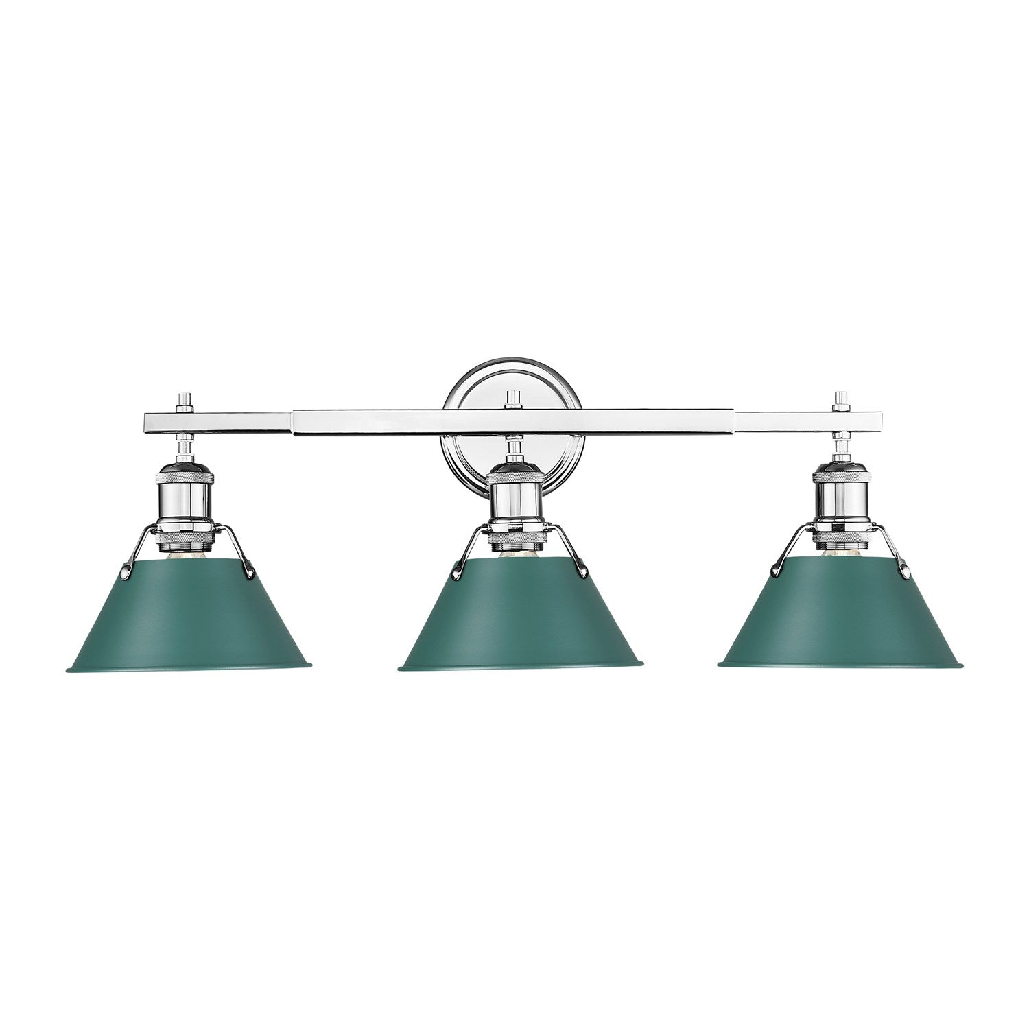3-Light Vanity Light In Chrome With Pine Green by Golden