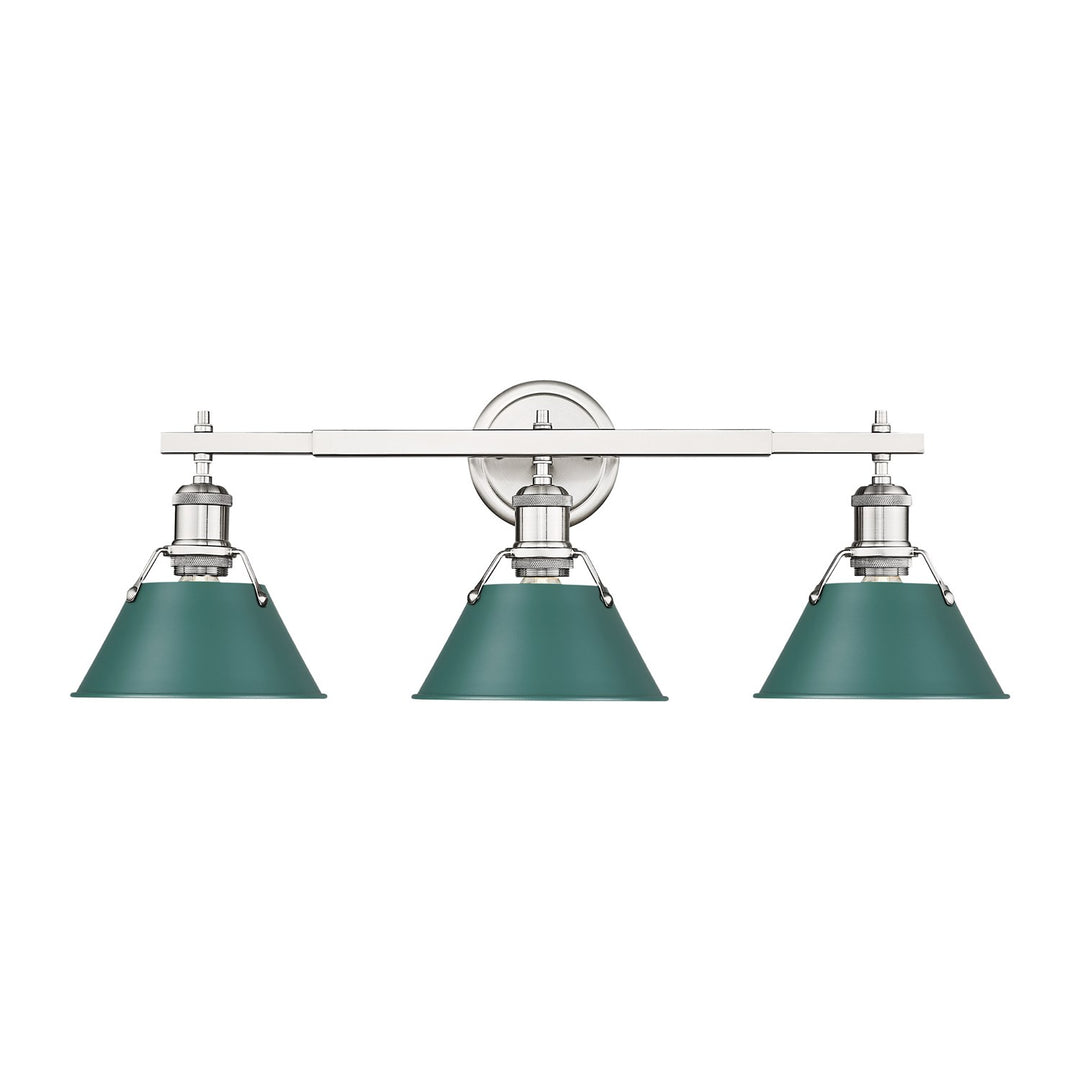 3-Light Vanity Light In Pewter With Pine Green by Golden