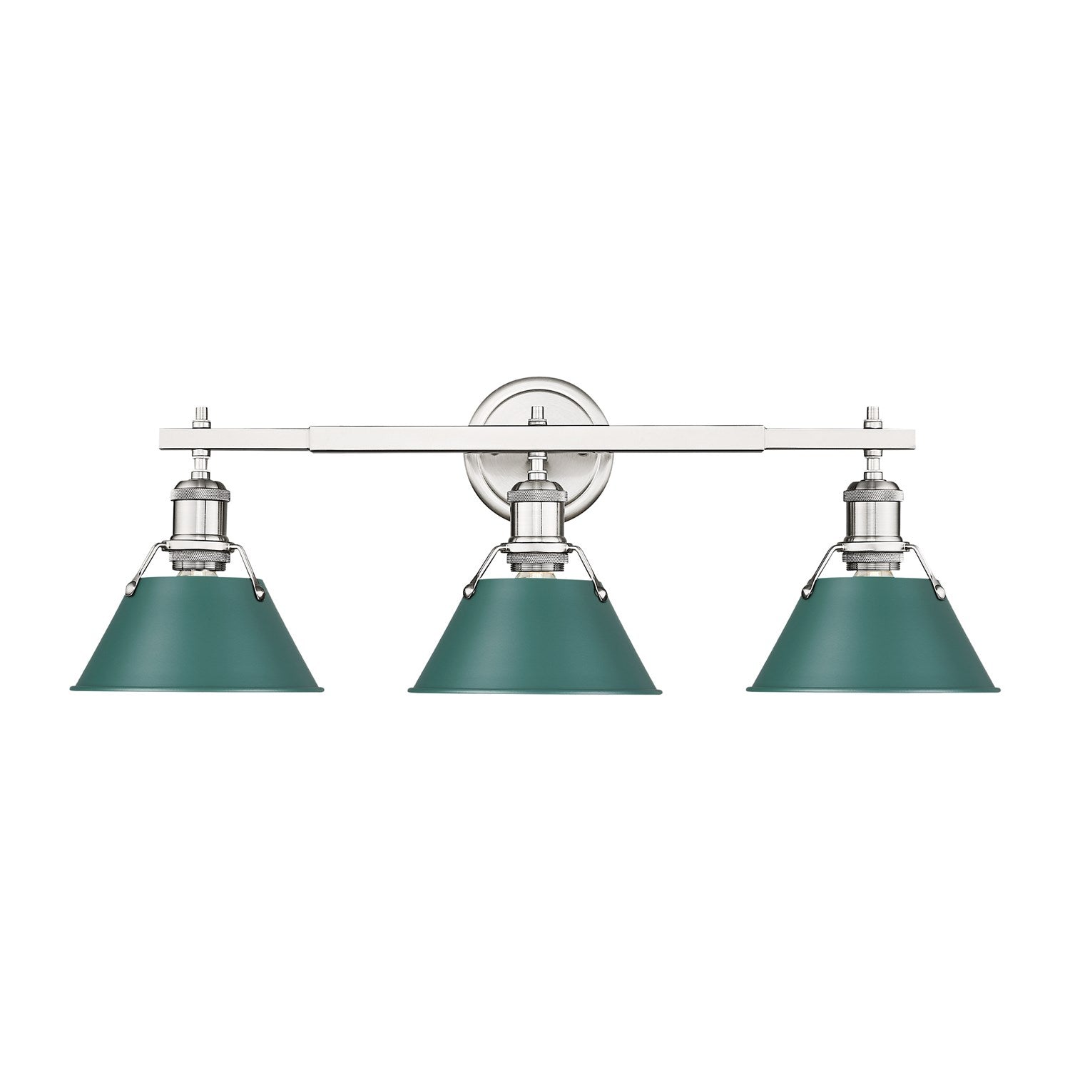 3-Light Vanity Light In Pewter With Pine Green by Golden