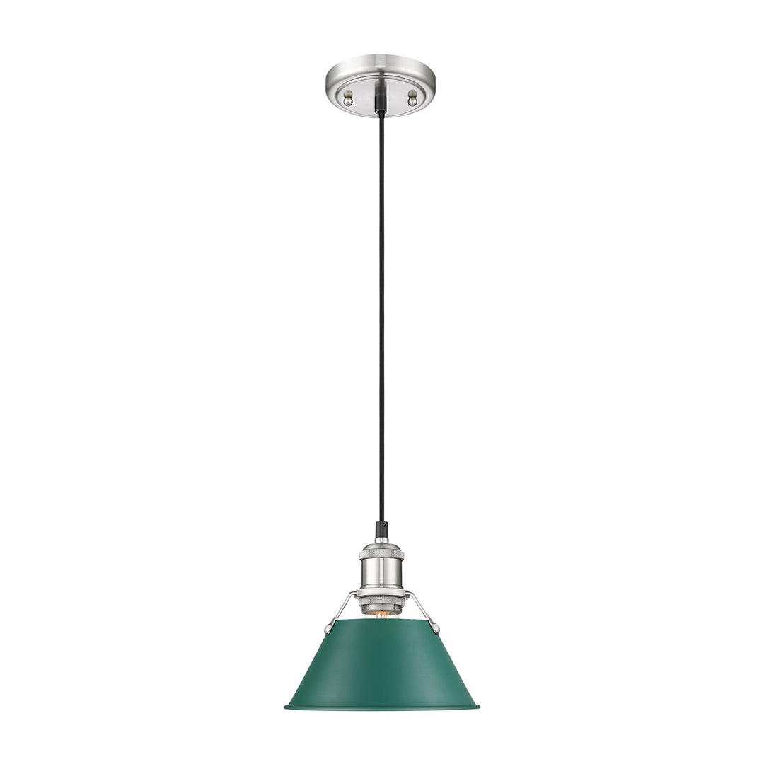 7.5" Wide Small Pendant In Pewter With Pine Green by Golden