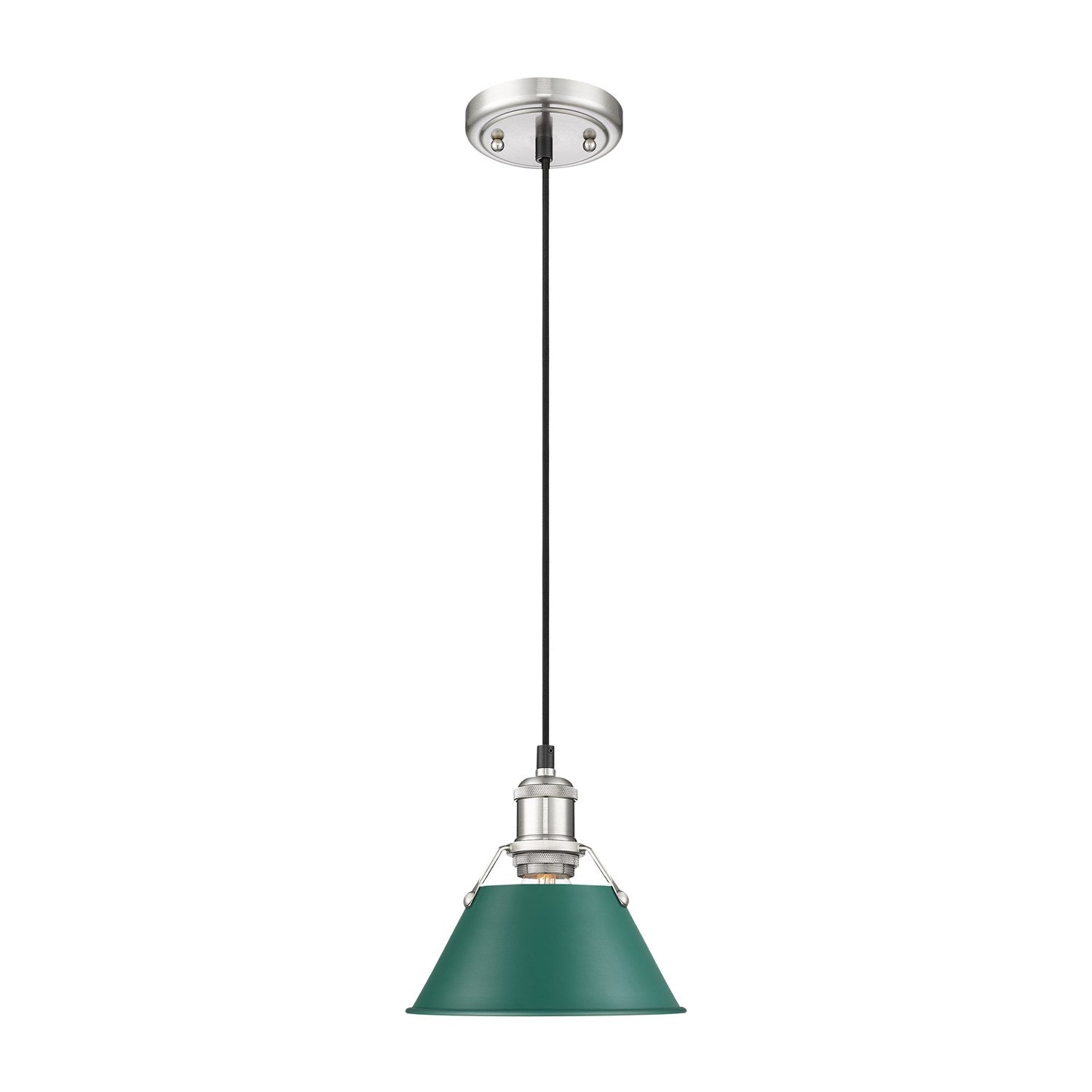 7.5" Wide Small Pendant In Pewter With Pine Green by Golden