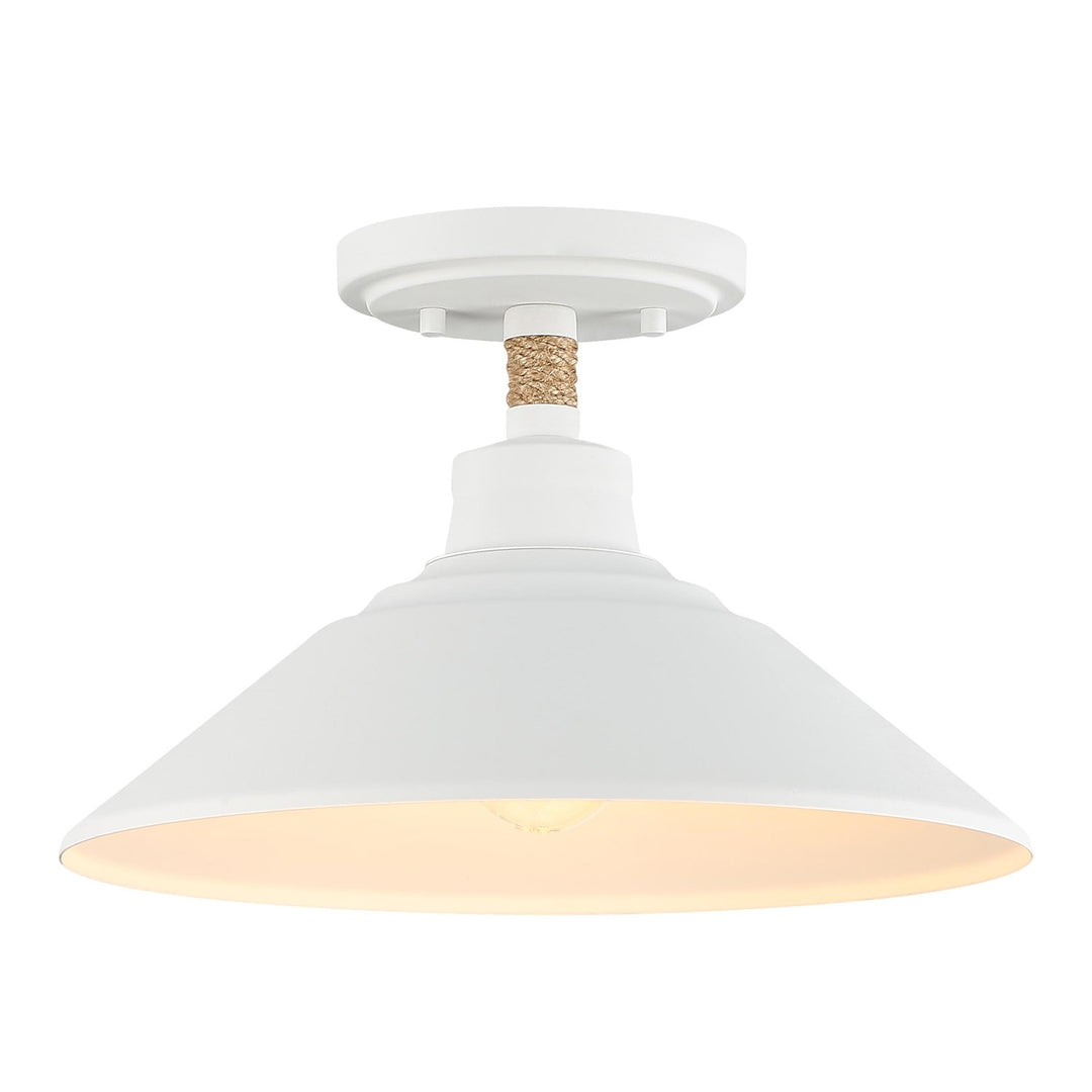 1-Light Semi-Flush In Natural White by Golden