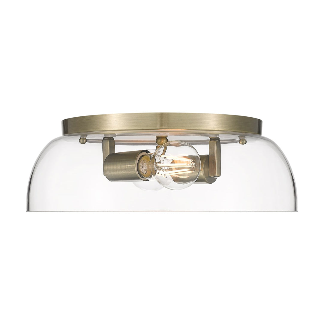14" Flush Mount In Aged Brass With Clear Glass by Golden