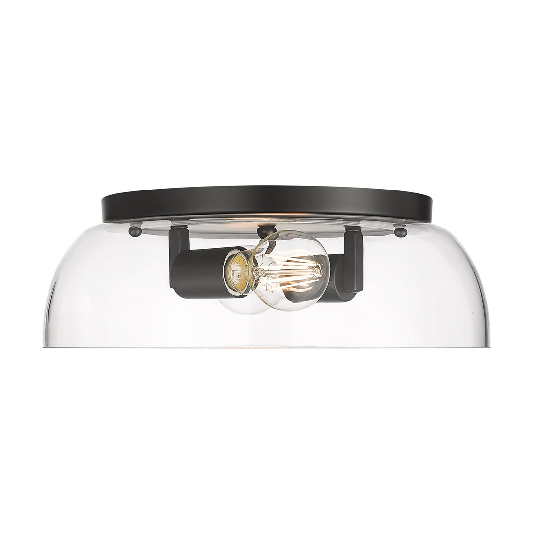 14" Flush Mount In Matte Black With Clear Glass by Golden