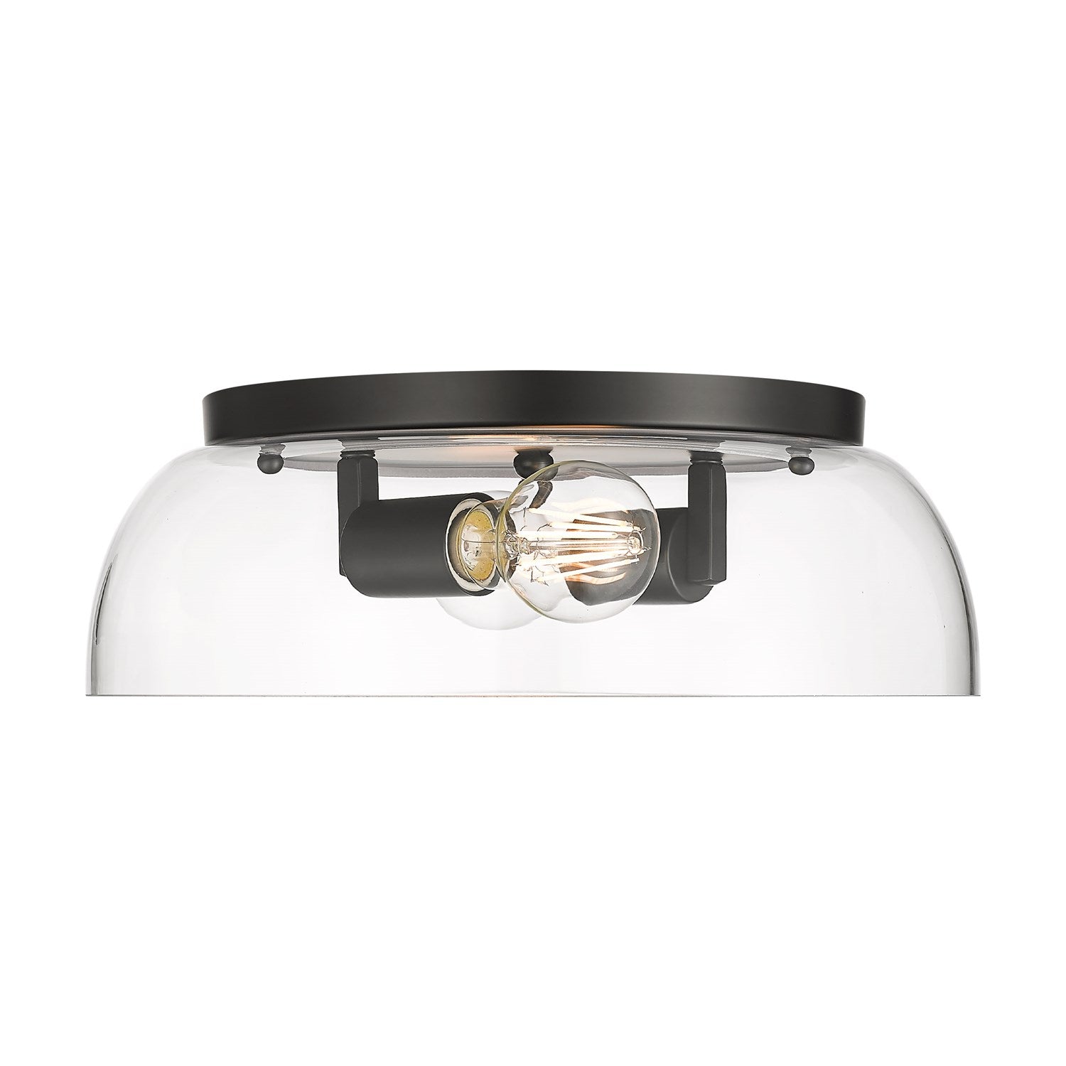 14" Flush Mount In Matte Black With Clear Glass by Golden