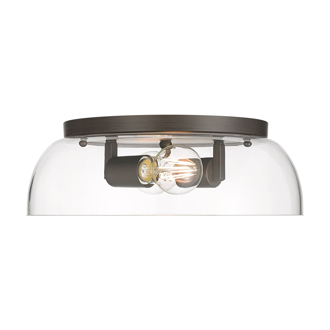 14" Flush Mount In Rubbed Bronze With Clear Glass by Golden