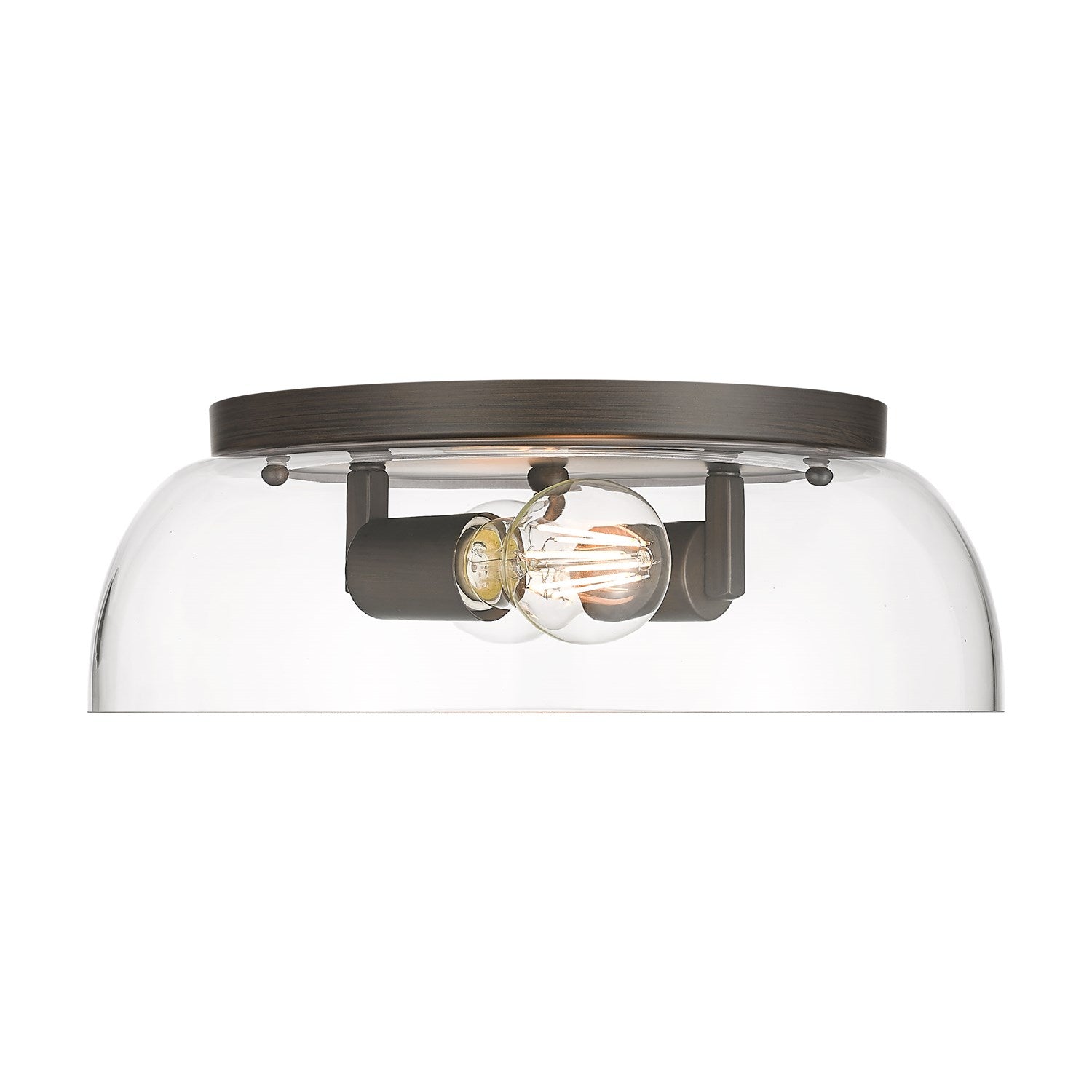 14" Flush Mount In Rubbed Bronze With Clear Glass by Golden