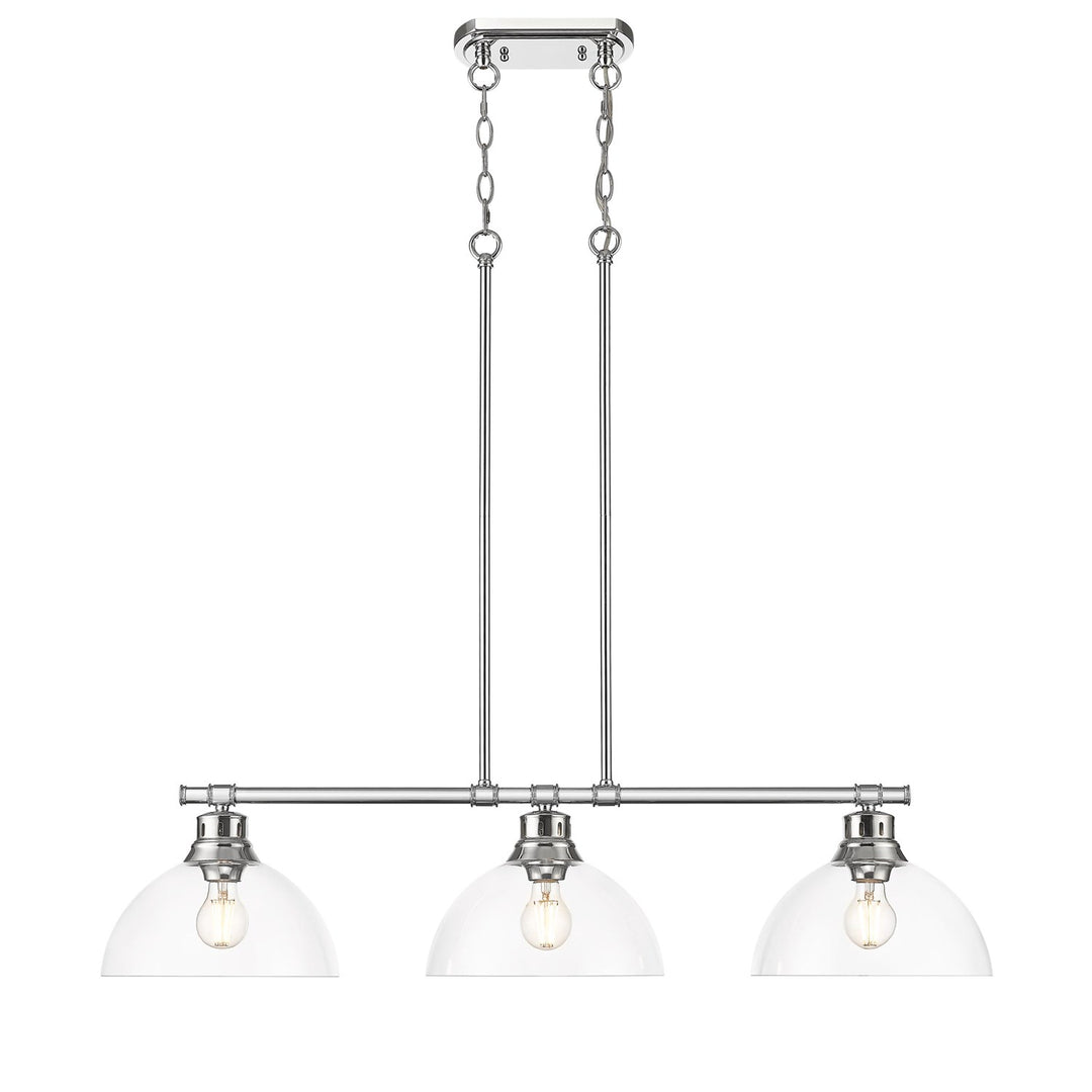 3-Light Linear Pendant In Chrome With Clear Glass by Golden