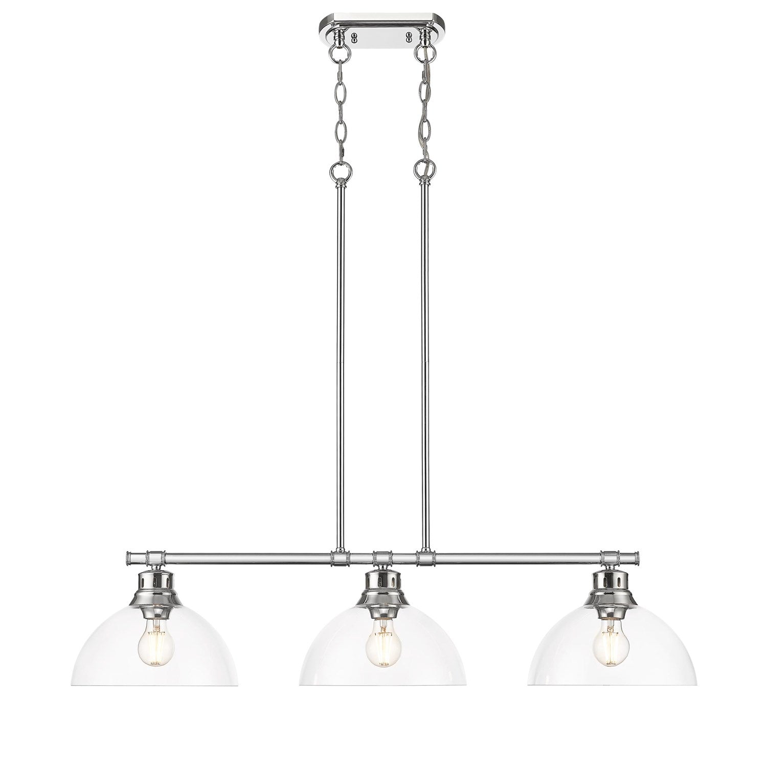 3-Light Linear Pendant In Chrome With Clear Glass by Golden