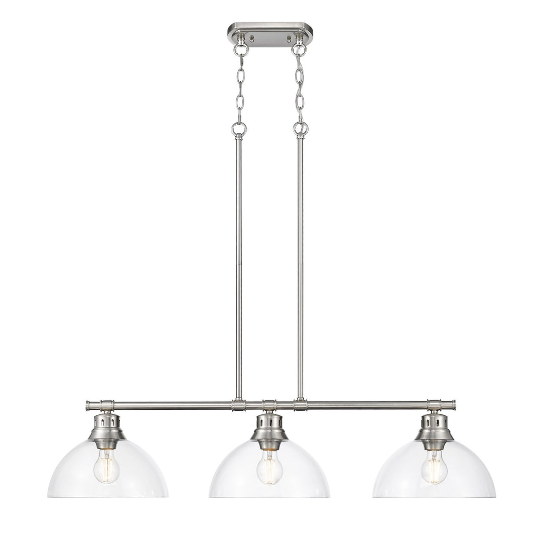 3-Light Linear Pendant In Pewter With Clear Glass by Golden