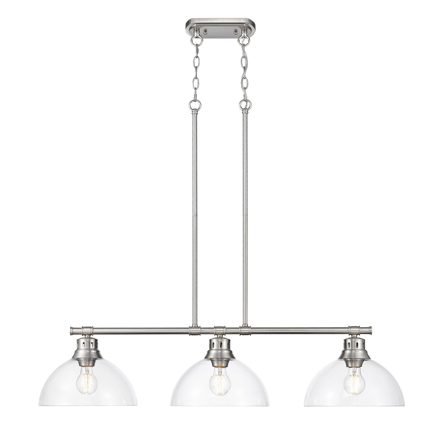 3-Light Linear Pendant In Pewter With Clear Glass by Golden