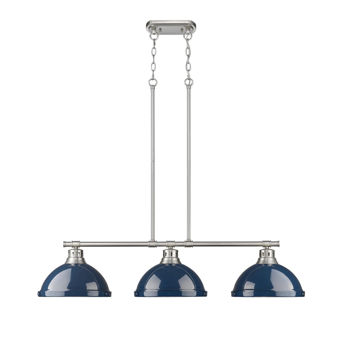 Small Pendant With Rod In Pewter With Matte Navy by Golden