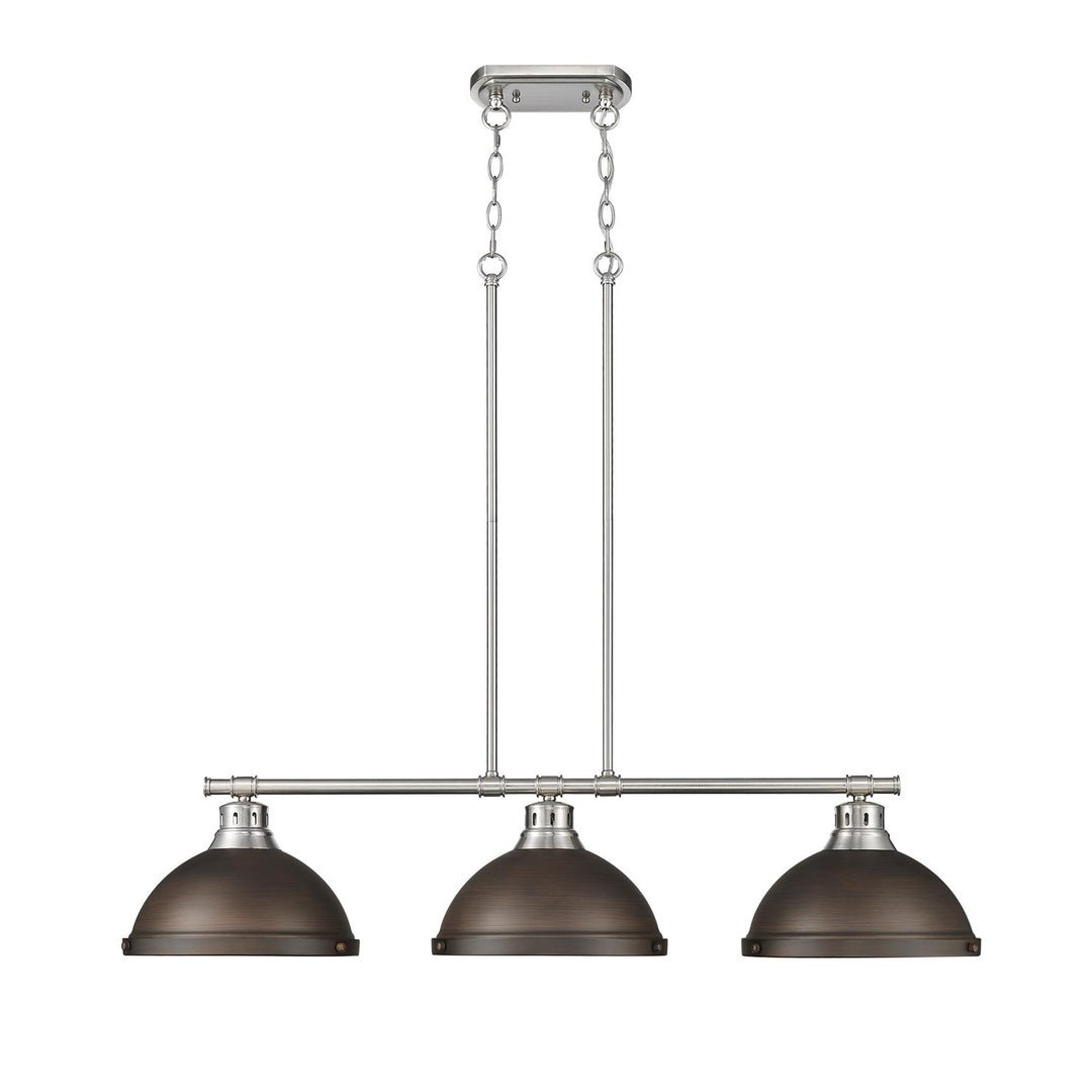 Small Pendant With Rod In Pewter With Matte White by Golden