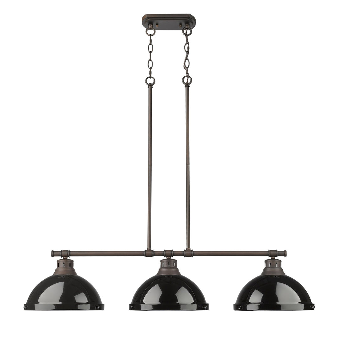 Small Pendant With Rod In Rubbed Bronze With Clear Glass by Golden