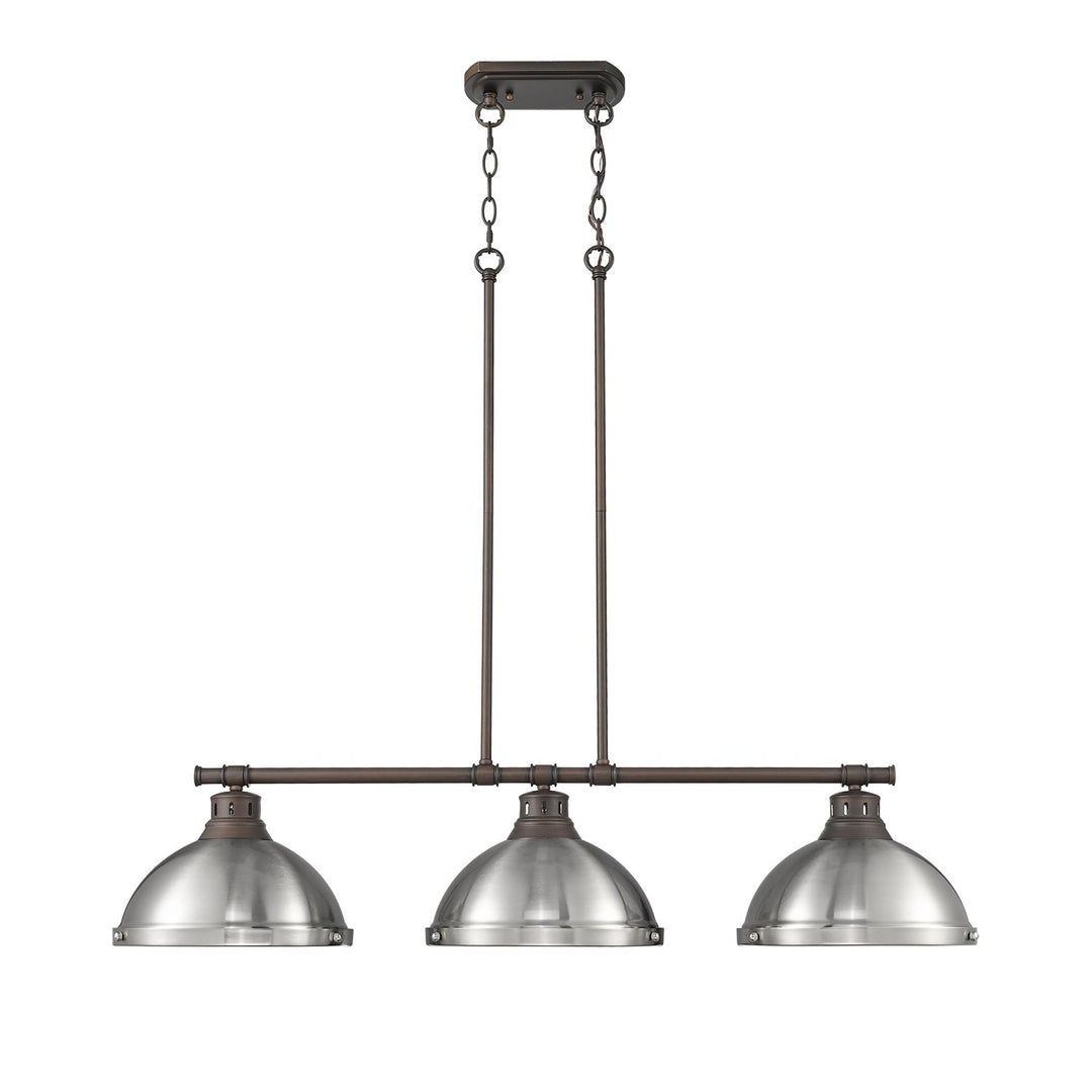 Small Pendant With Rod In Rubbed Bronze With Matte White by Golden