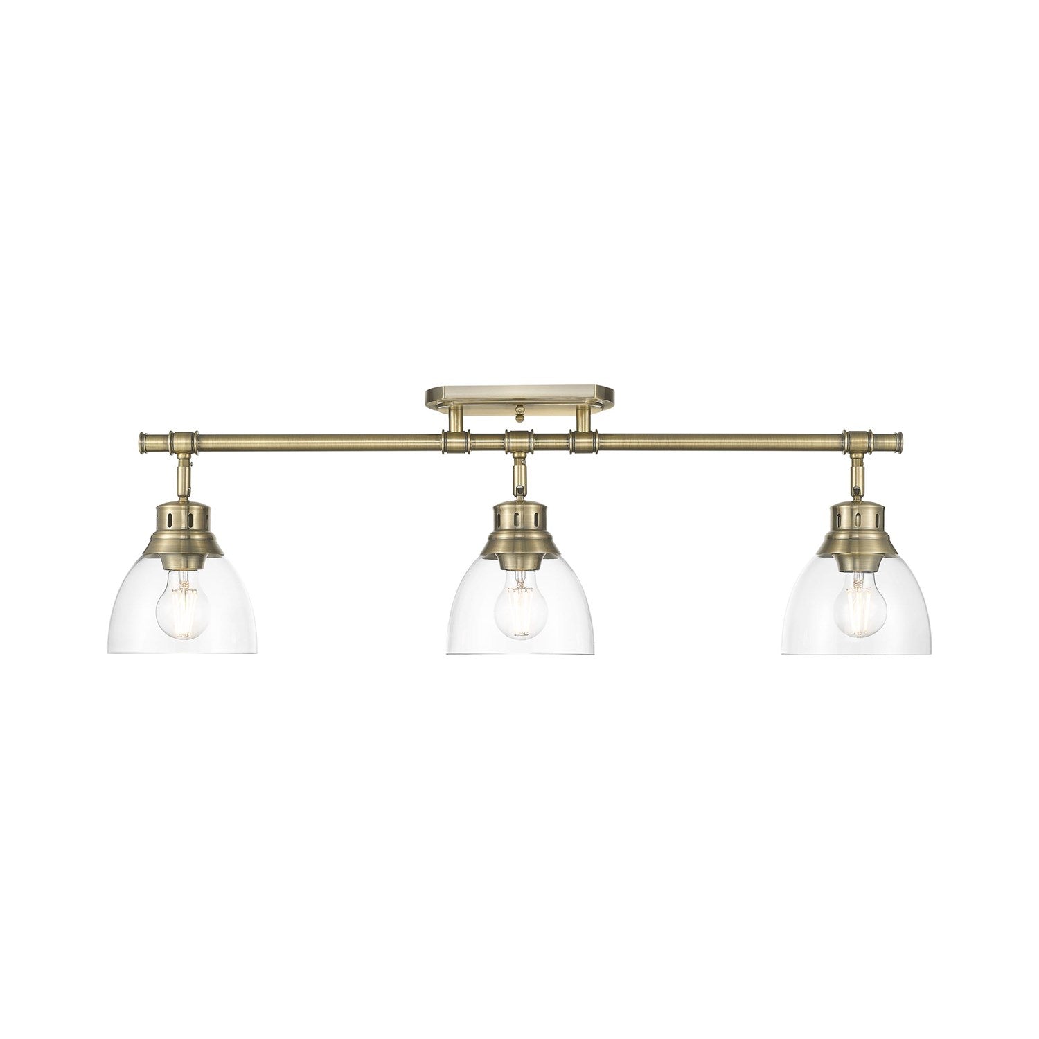 3-Light Semi-Flush - Track Light In Aged Brass With Clear Glass by Golden