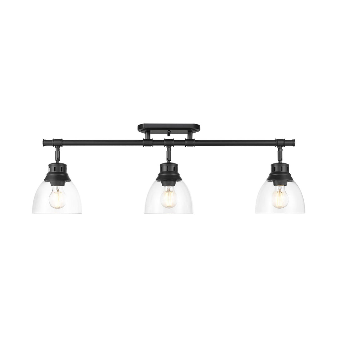 3-Light Semi-Flush - Track Light In Matte Black With Clear Glass by Golden