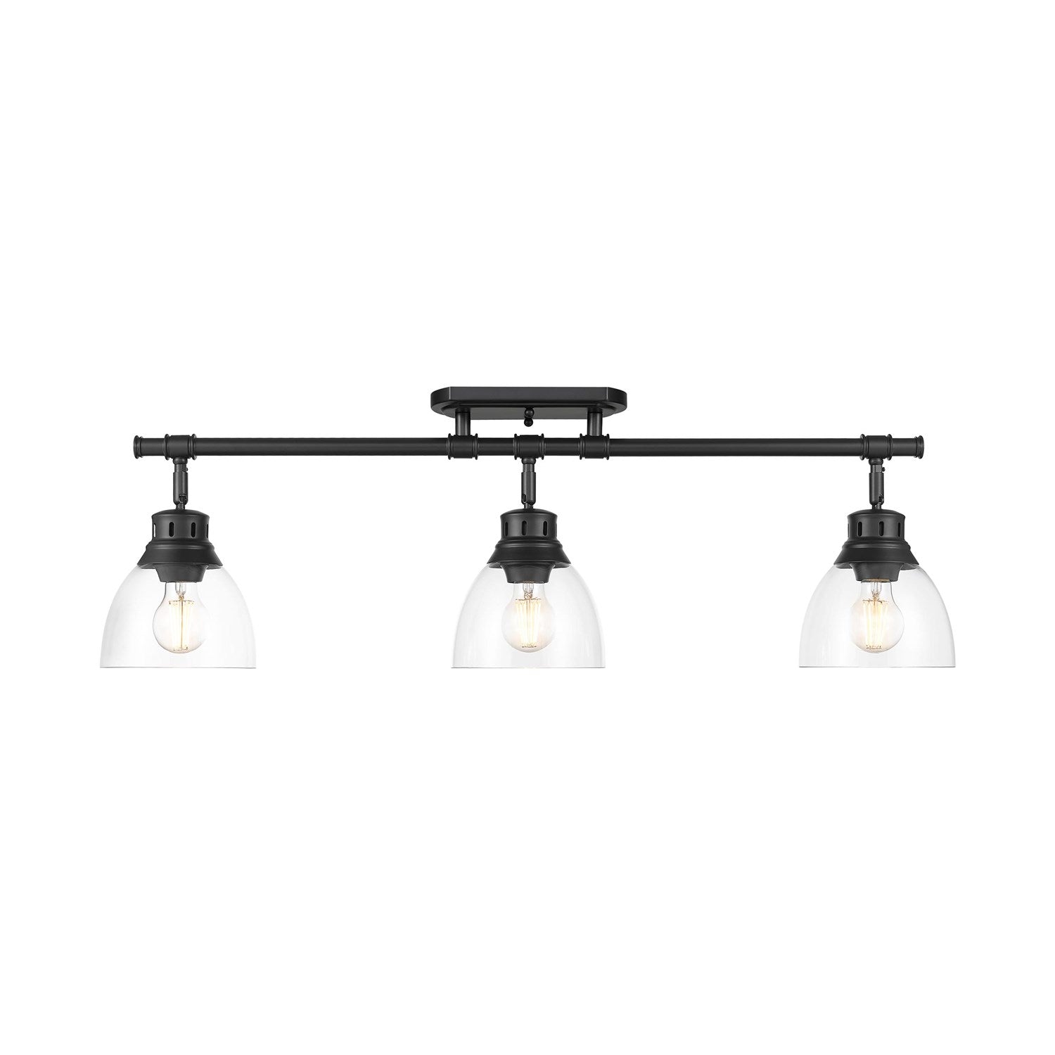 3-Light Semi-Flush - Track Light In Matte Black With Clear Glass by Golden